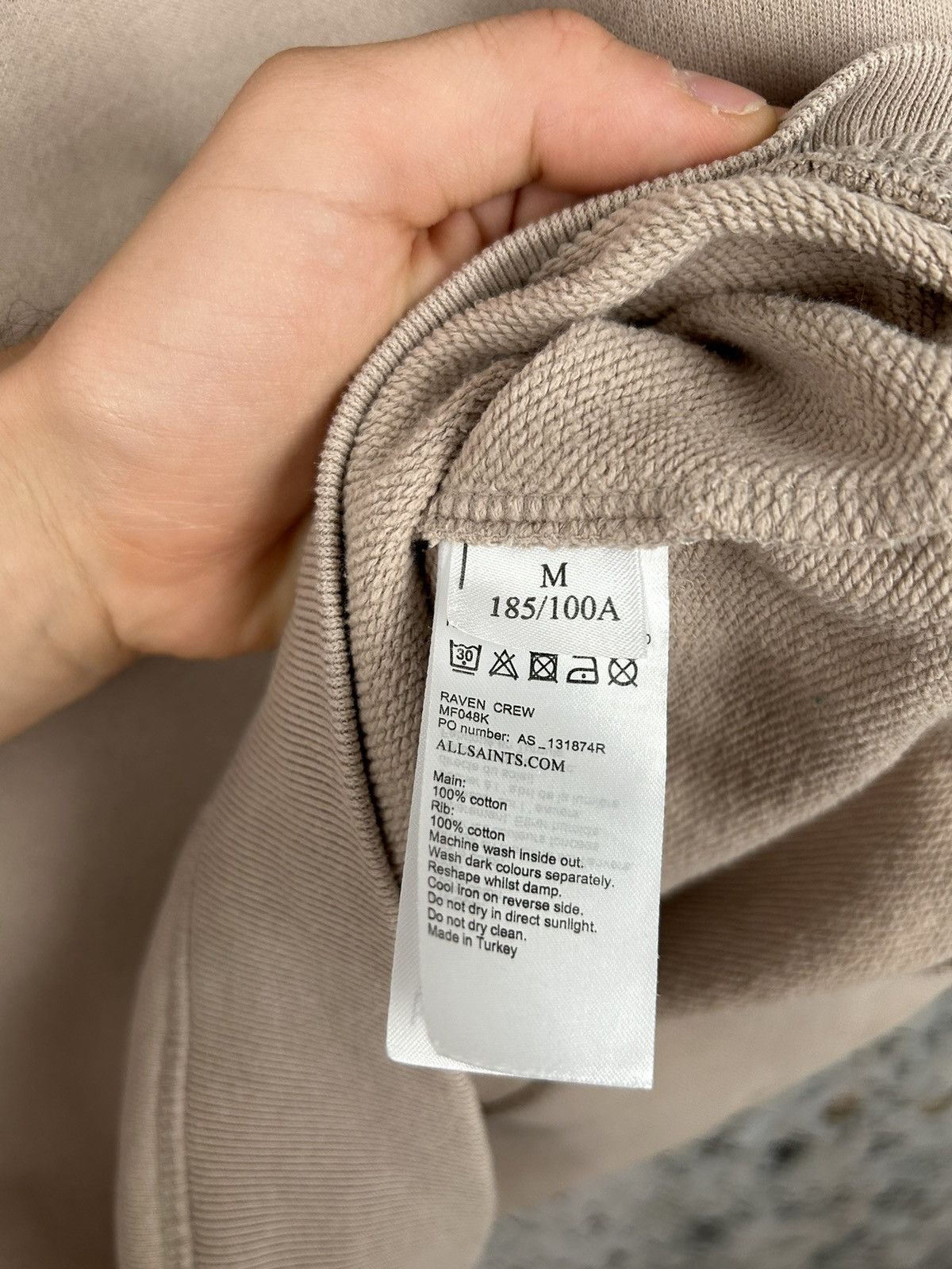 Allsaints Allsaints Beige Classic Crewneck Sweatshirt Hype Rare Size US M / EU 48-50 / 2 - 5 Thumbnail