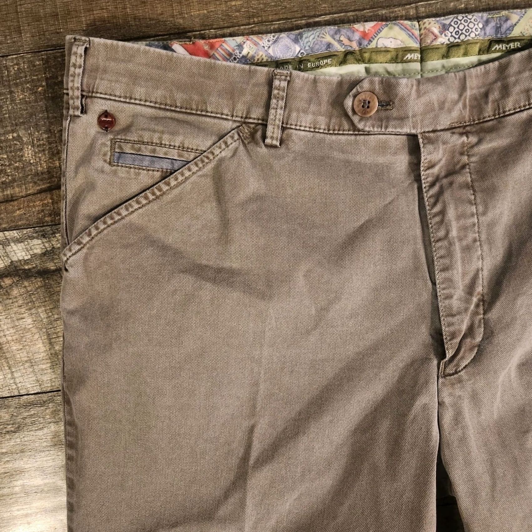 Vintage Meyer Chicago Mens 40x29 Trouser Beige Khaki Smart Casual Cotton Stretch Pants Straight 40in Inseam Mens Regular Beige City Size US 40 / EU 56 - 5 Thumbnail