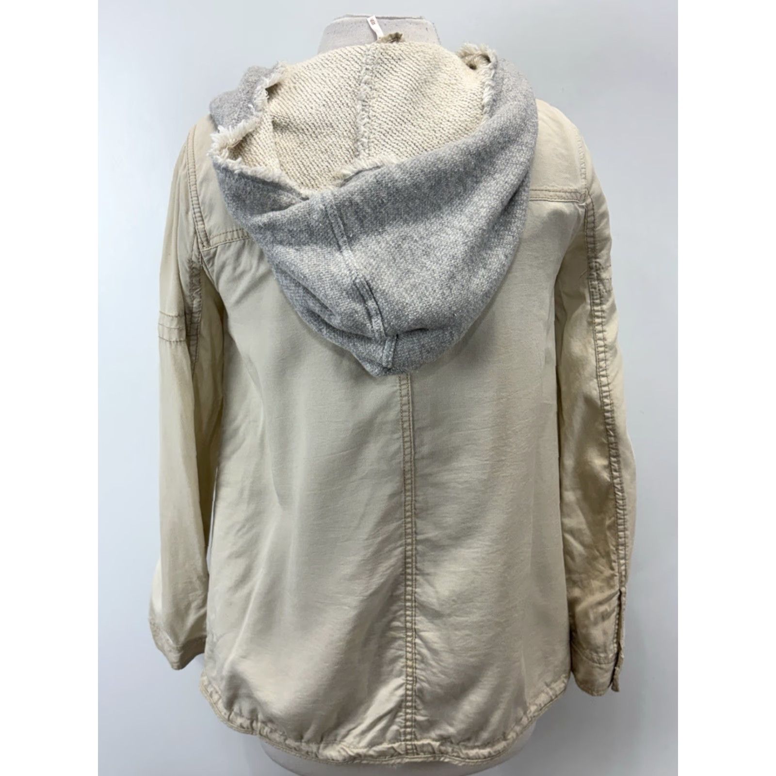 Free People Free People Jacket Adult XS Beige Hooded Lightweight Lined Tencel Utility Bohemian Full Zip Pockets Womens Size XS / US 0-2 / IT 36-38 - 3 Thumbnail
