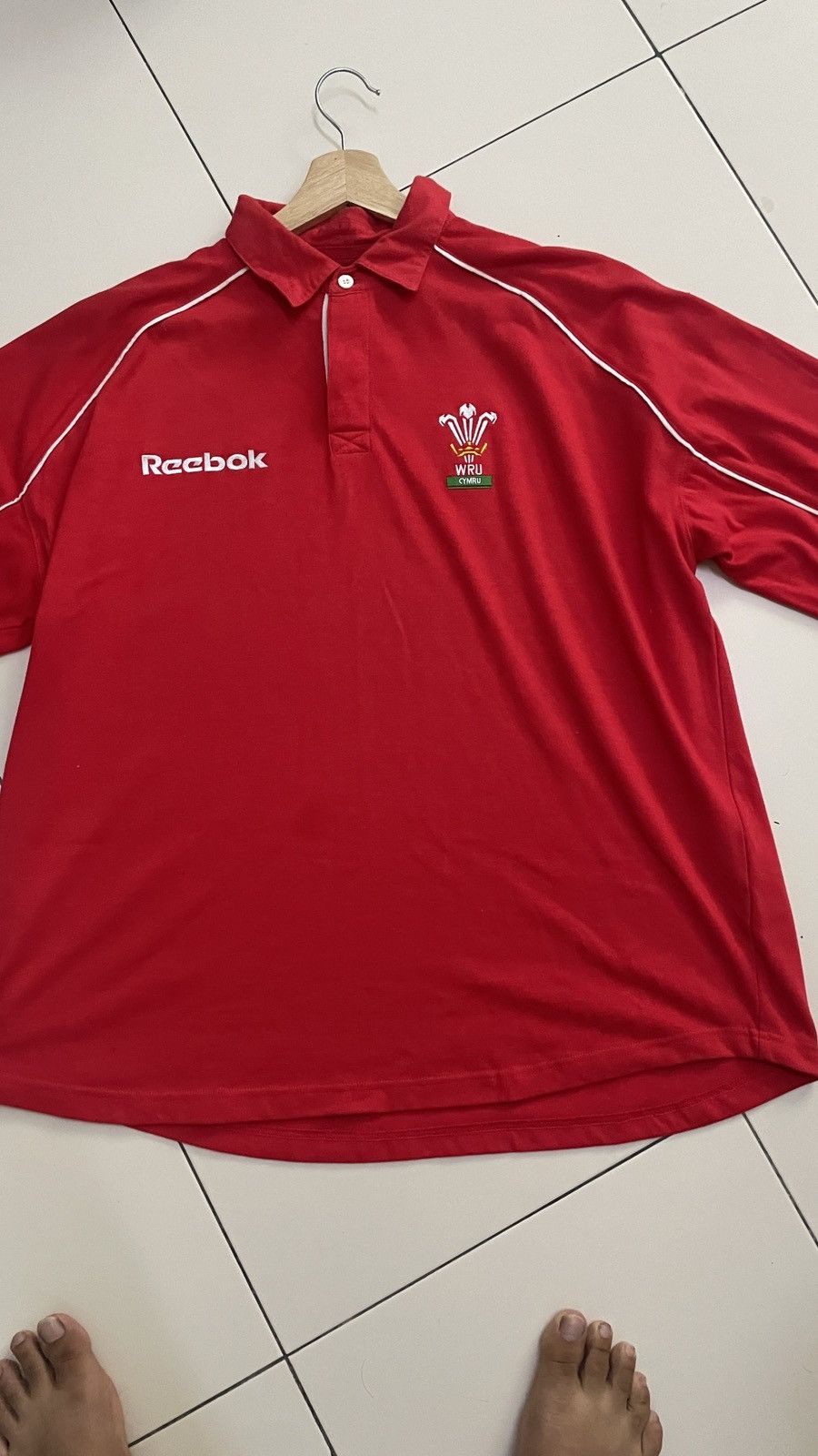 Reebok Wales 2001/02 Home Reebok WRU Rugby Union Long Sleeve Size US XXL / EU 58 / 5 - 2 Thumbnail