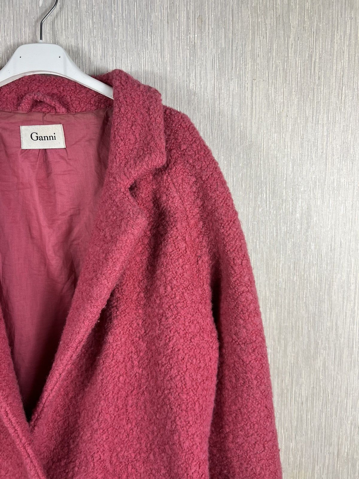 Ganni Ganni programme teddy long tied coat sherpa wool nylon pink Size M / US 6-8 / IT 42-44 - 4 Thumbnail