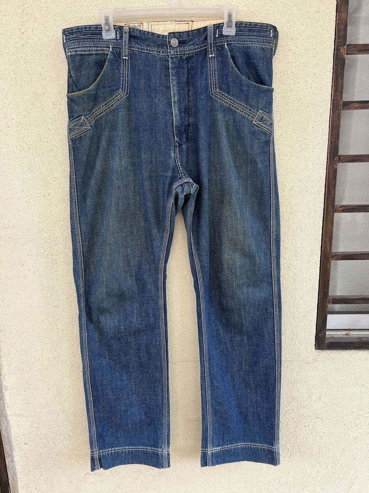 Vintage SACRIFICE Japan Union Made Dirty Muddy Denim Sailor Jeans Size US 34 / EU 50 - 6 Thumbnail