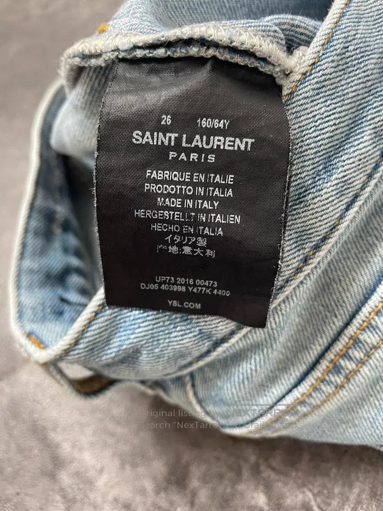 Saint Laurent Paris Saint Laurent Paris Washed Blue Destroyed Denim Pants Size US 26 / EU 42 - 7 Thumbnail