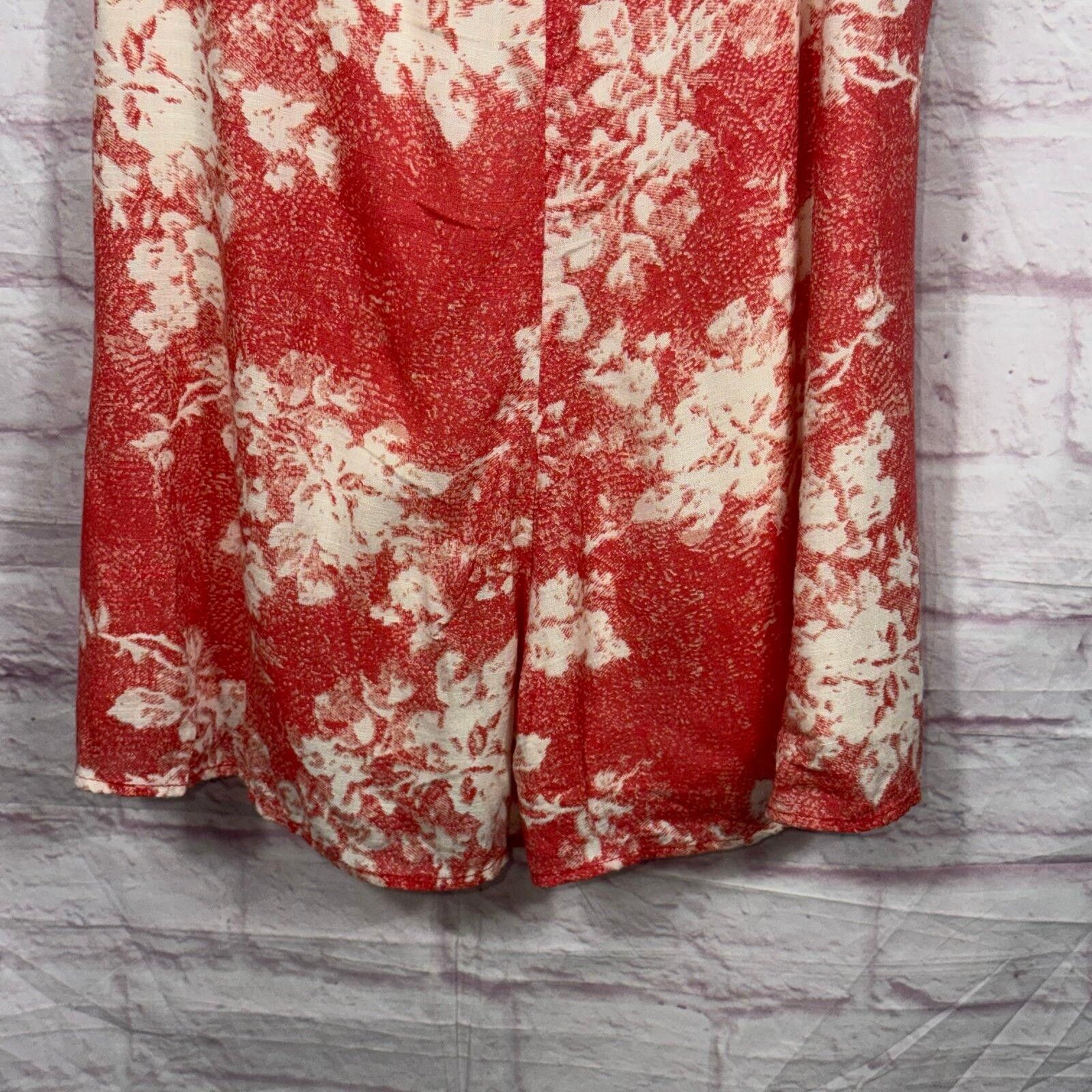 Free People Free People Red and Cream Floral Romper Size Small Size 28" / US 6 / IT 42 - 4 Thumbnail
