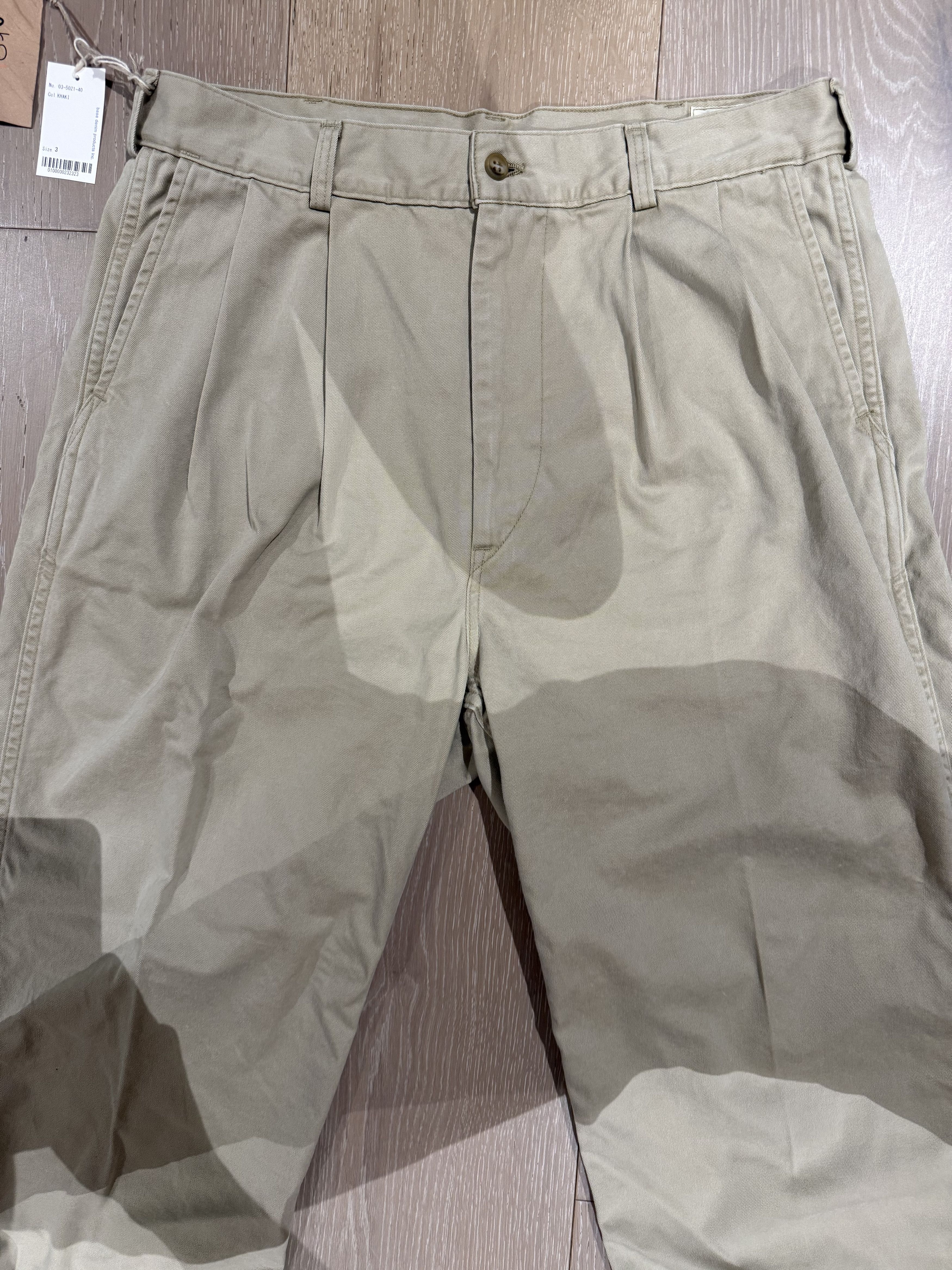 Orslow 💚 Orslow Two Tuck Wide Trousers Khaki Size 3 NEW Size US 33 - 5 Thumbnail