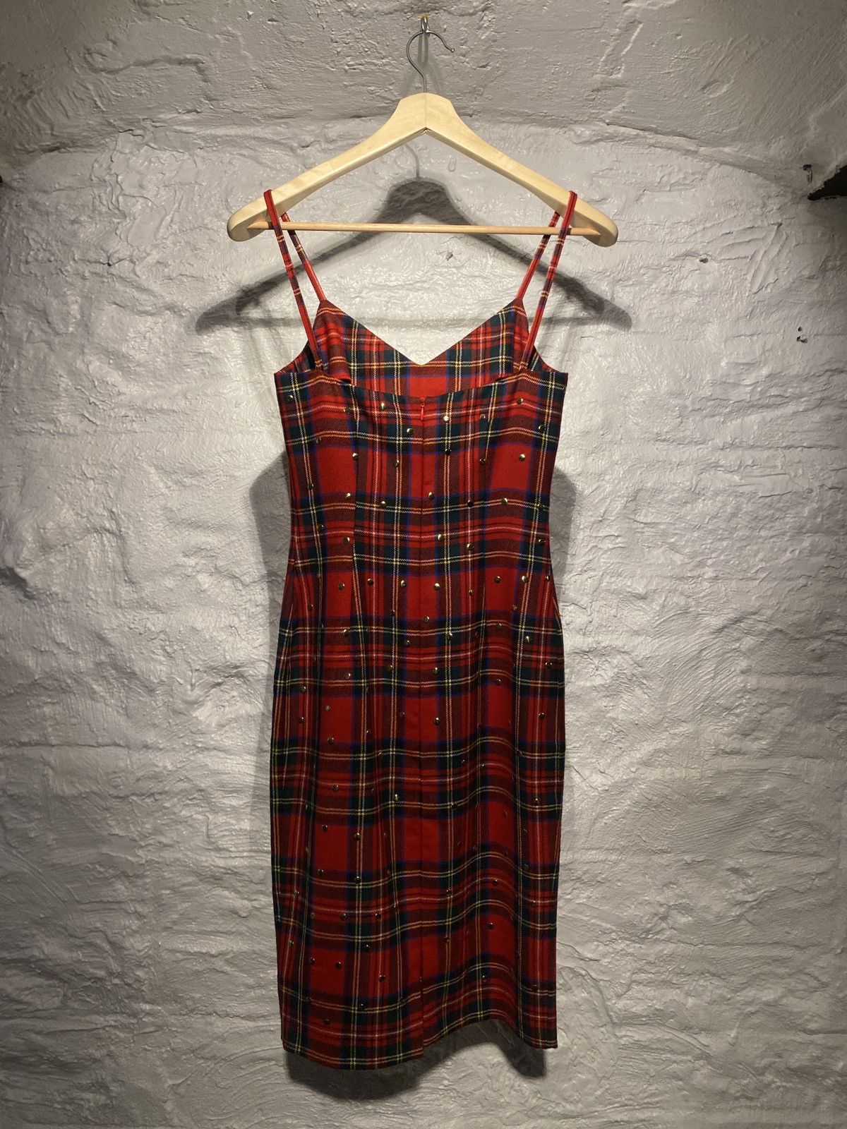 Dolce & Gabbana D&G Red Plaid wool dress with gold details Size S / US 4 / IT 40 - 3 Thumbnail