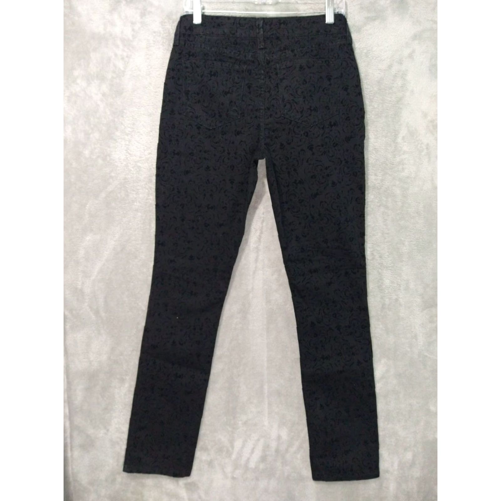NYDJ NYDJ Jeans Womens 4 Black Velour Paisley Slim Straight Mid Rise Stretch Shirt? Size 27" / US 4 / IT 40 - 2 Thumbnail
