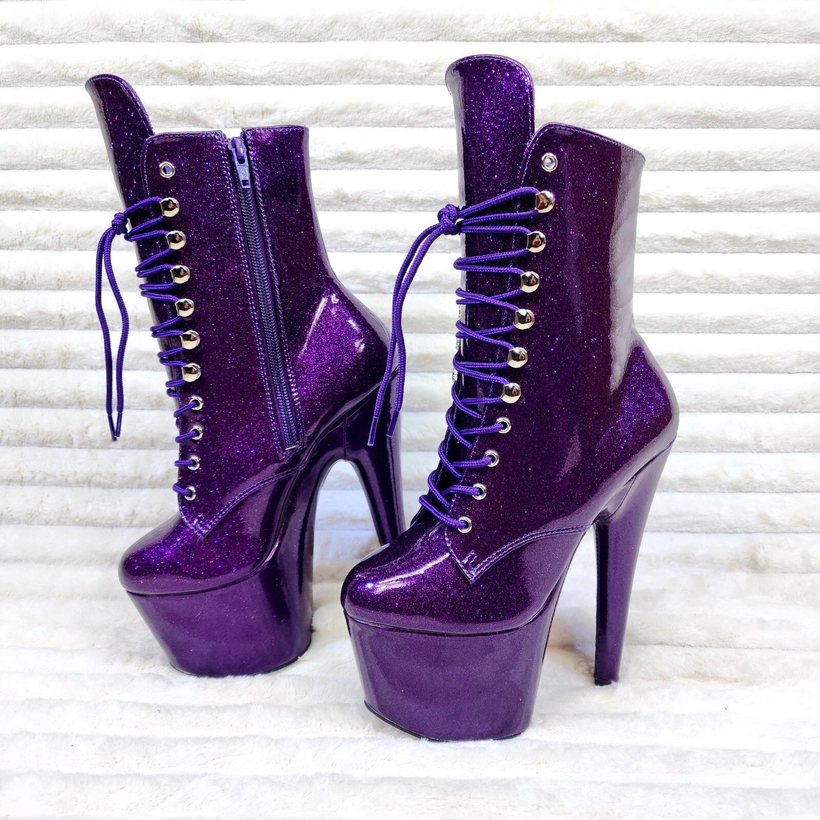 Other Adore 1020GP Purple Glitter Patent 7" High Heel Platform An Size US 10 / IT 40 - 6 Thumbnail