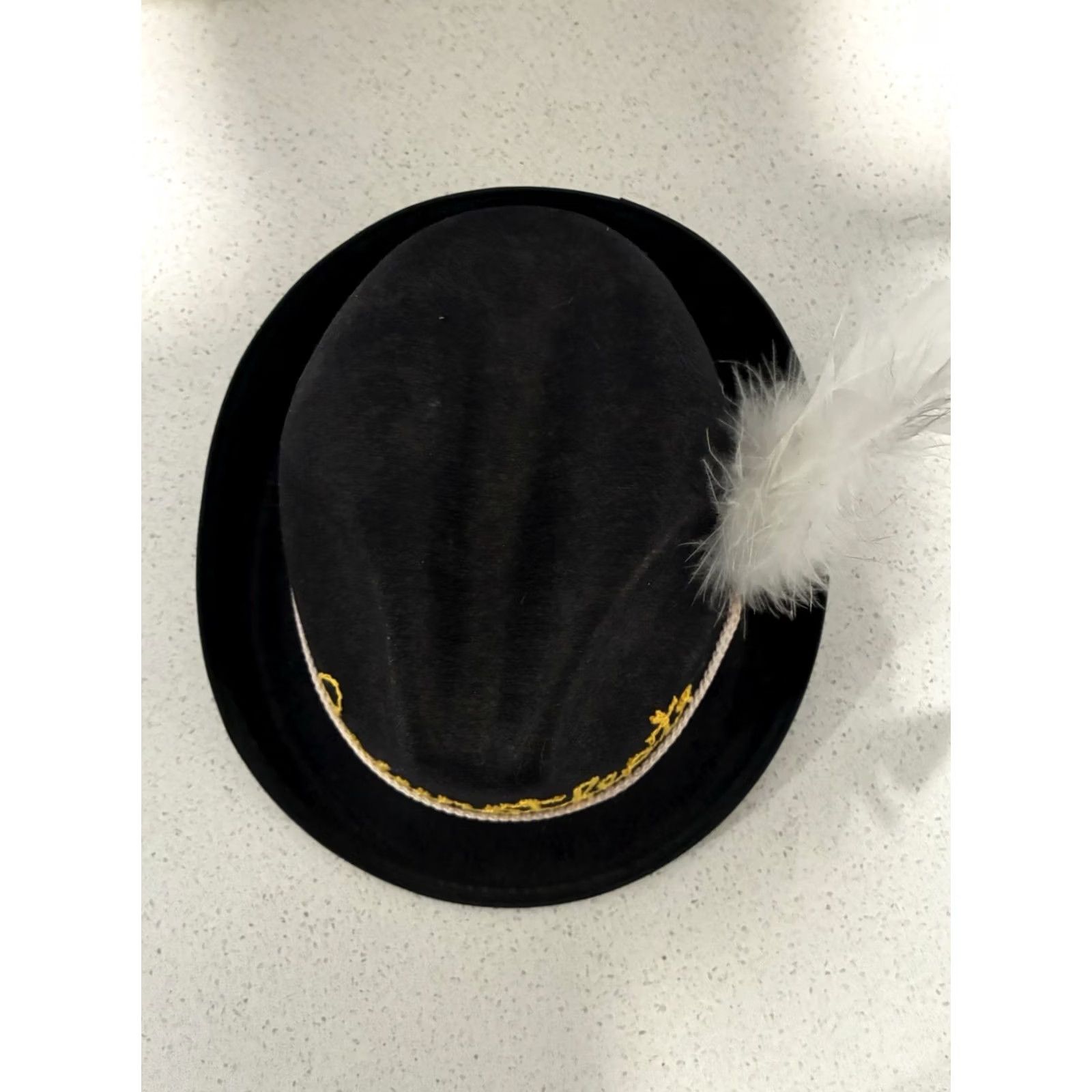 FELT Wurstfest Hat with Feather Felt Fedora M Men Black Felt Fedora Hat with Feather Wurstfest Mens M Black Felt Size ONE SIZE - 5 Thumbnail