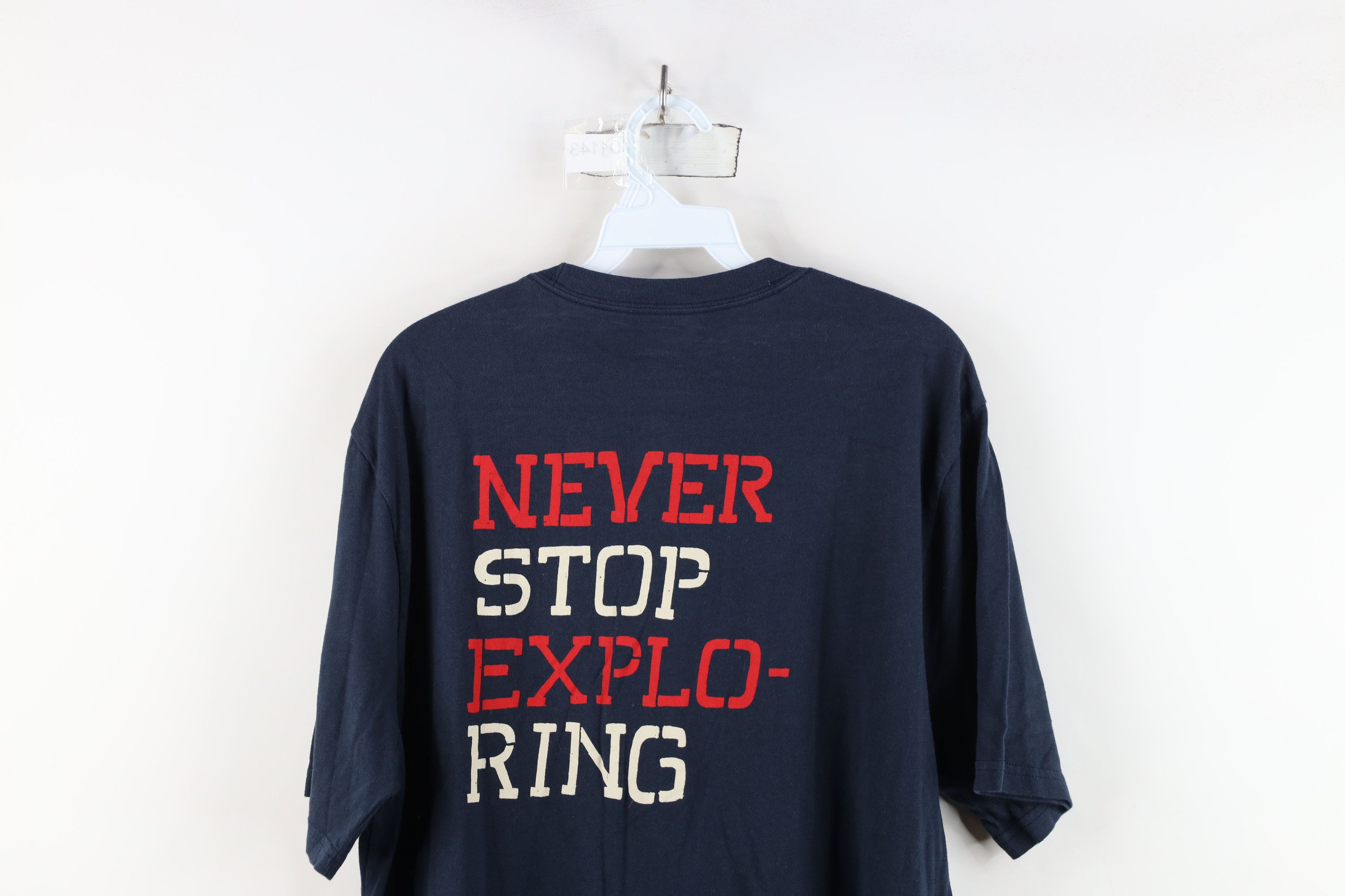 The North Face × Vintage The North Face Spell Out Short Sleeve Pocket T-Shirt Blue Size US L / EU 52-54 / 3 - 14 Thumbnail