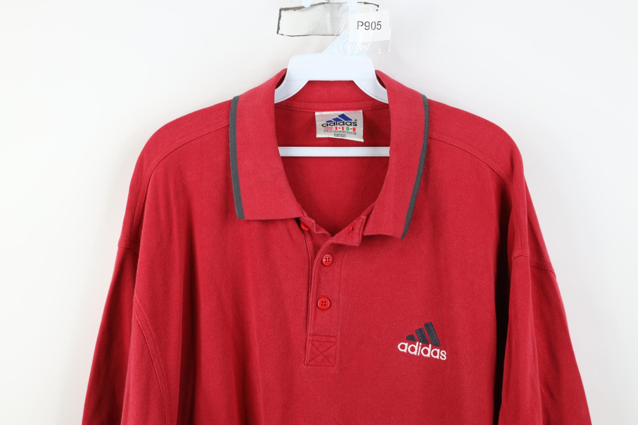 Adidas Vintage 90s Adidas Baggy Fit Collared Golf Polo Shirt Red Size US XL / EU 56 / 4 - 2 Thumbnail