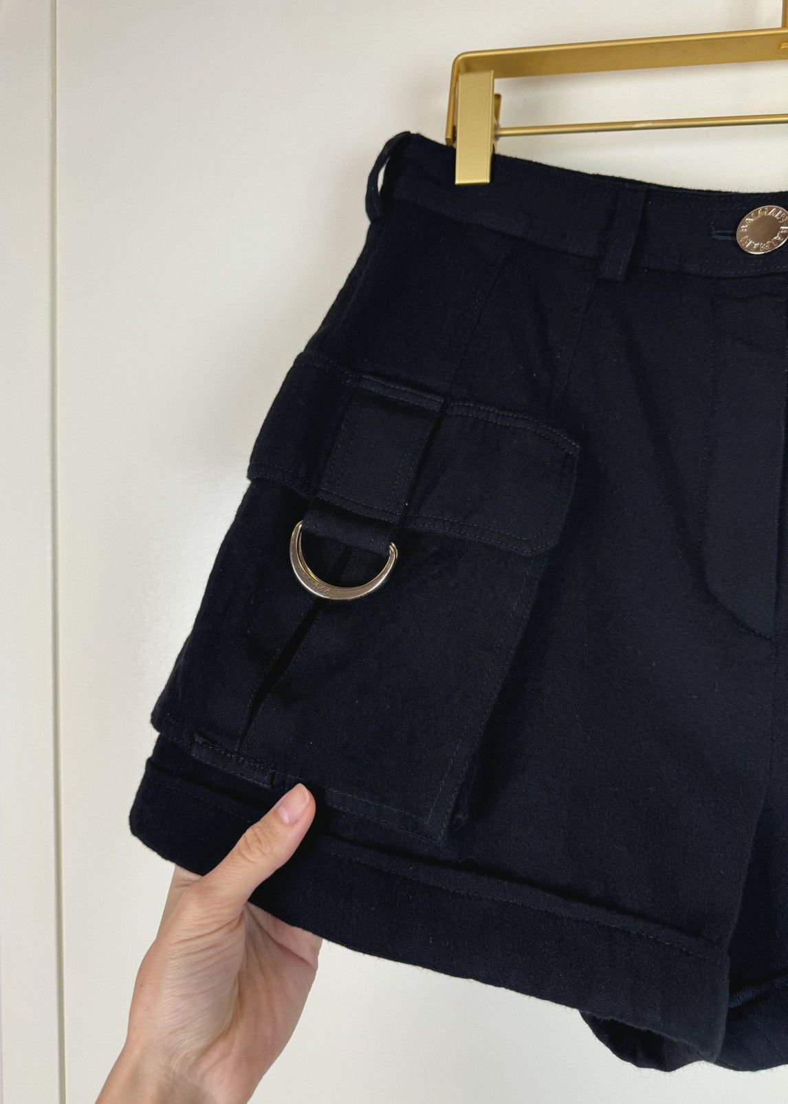 Balmain Balmain boiled wool cargo Bermuda shorts black high rise Size 28" / US 6 / IT 42 - 4 Thumbnail