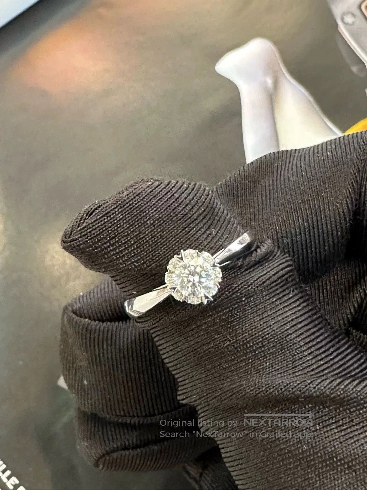 Japanese Brand Platinum Diamond Ring with Main & Side Stones. Size ONE SIZE - 3 Thumbnail