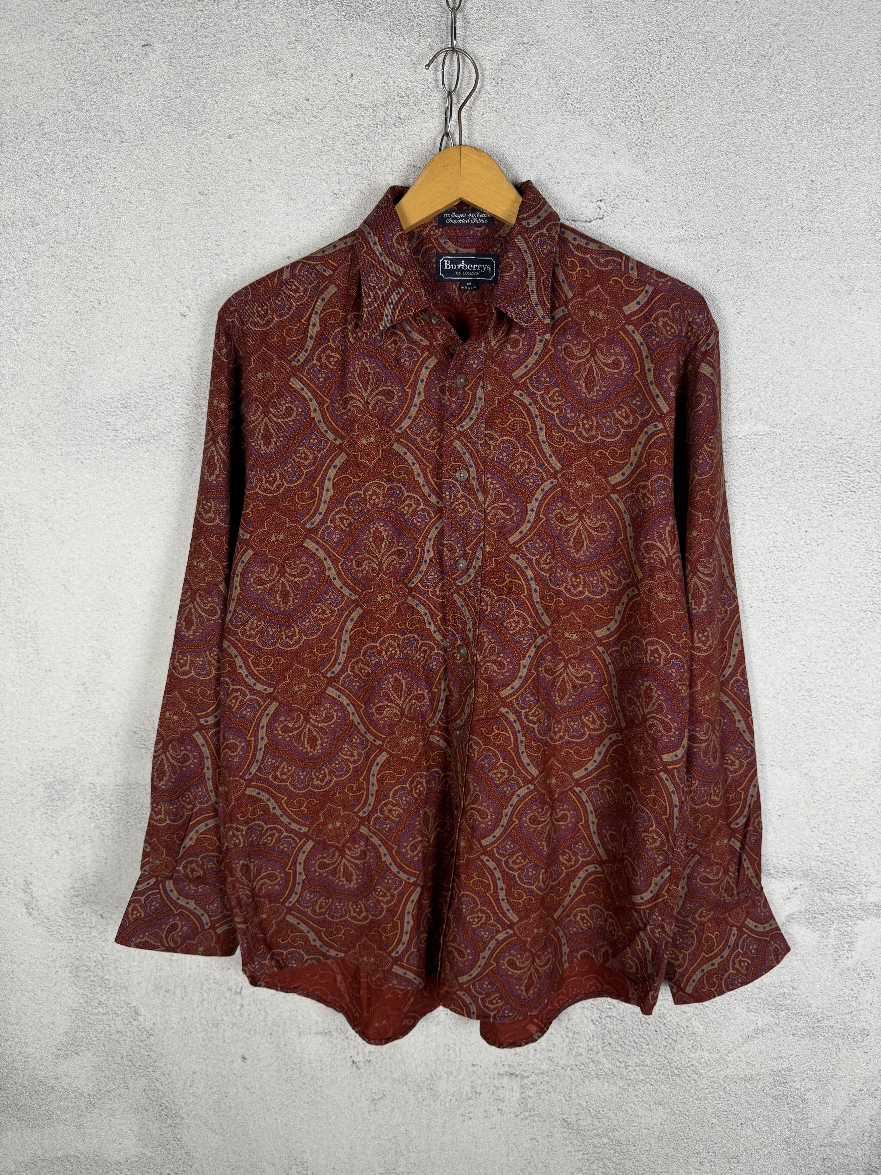 Burberry Vintage 90s Burberry Rayon Shirt Size US M / EU 48-50 / 2 - 3 Thumbnail