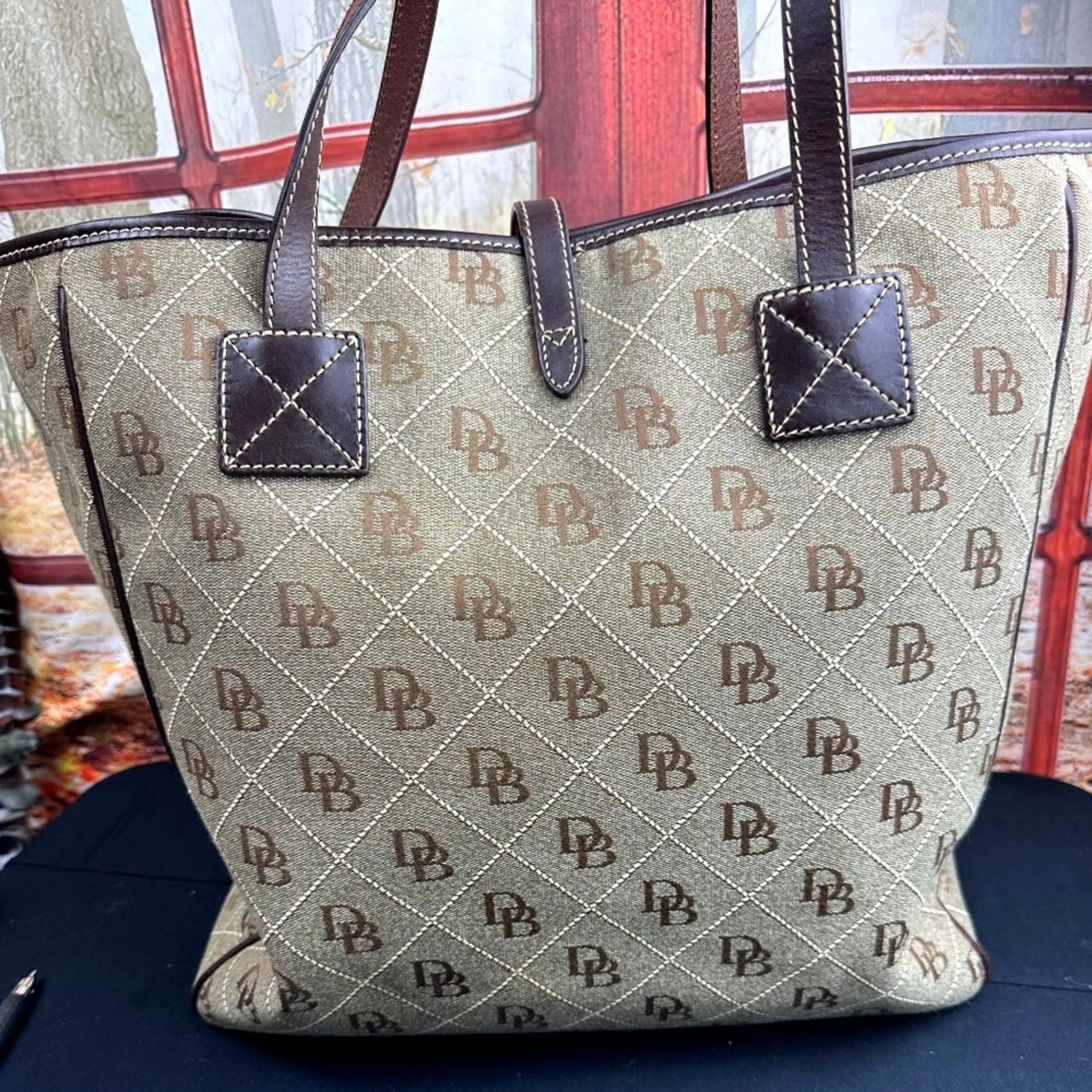 Dooney & Bourke Dooney & Bourke Signature Canvas Tote Leather Accents Brown Size ONE SIZE - 11 Thumbnail