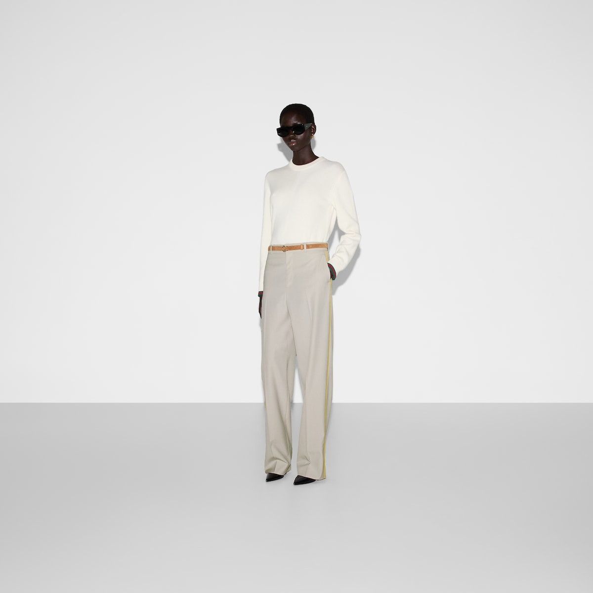 Gucci o1B3y1r0526 Embossed Canvas Wool Pants in Light Grey Size 26" / US 2 / IT 38 - 2 Thumbnail