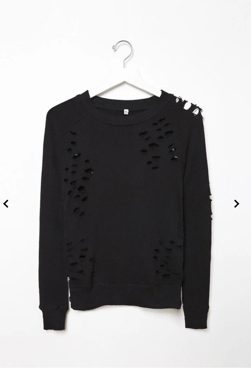 R13 Shredded Zip Side Sweatshirt. Size XS Size XS / US 0-2 / IT 36-38 - 3 Thumbnail