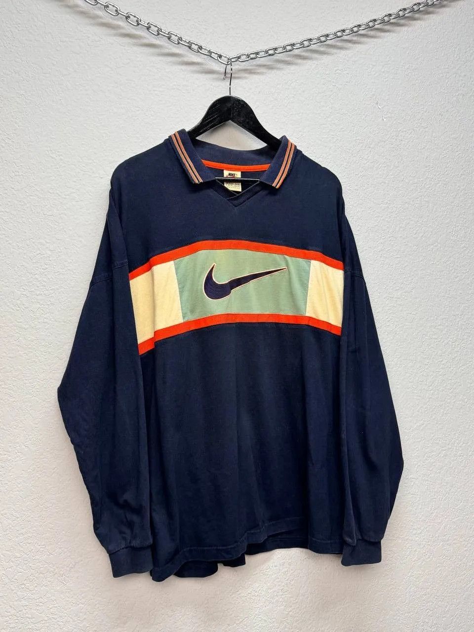 Nike Vintage Nike Streetwear Striped Rugby Sweatshirt Size US L / EU 52-54 / 3 - 1 Thumbnail