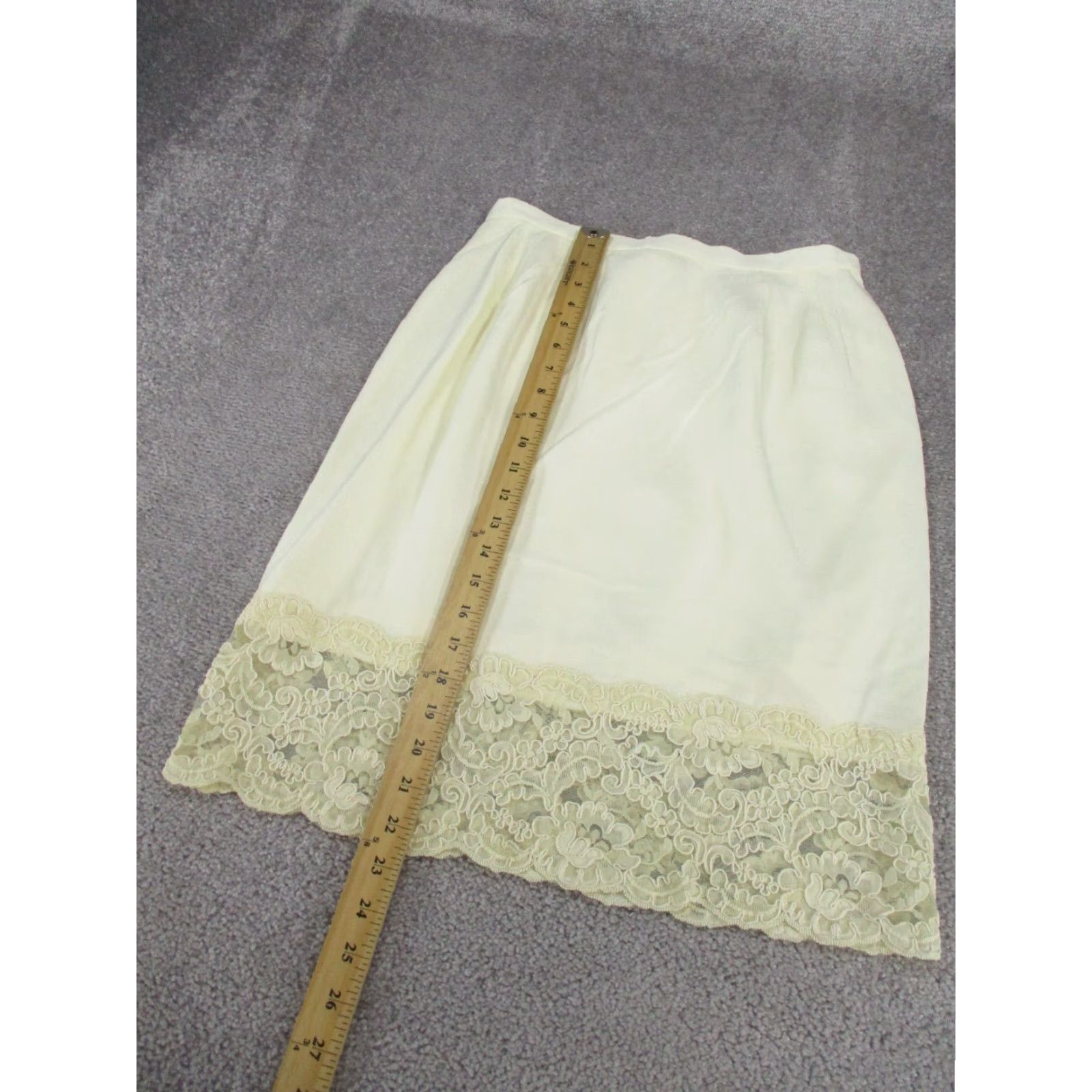 Vintage Huey Waltzer Skirt Womens 10 Ivory Pencil Zip Knee Length Size 32" / US 10 / IT 46 - 7 Thumbnail