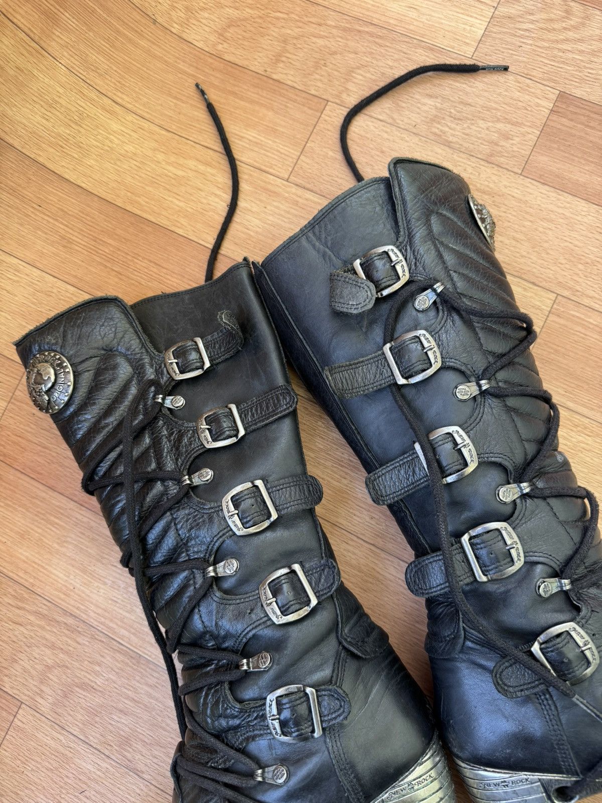 New Rock 🔥 Y2K New Rock Black leather Skull boots Size US 8 / IT 38 - 7 Thumbnail