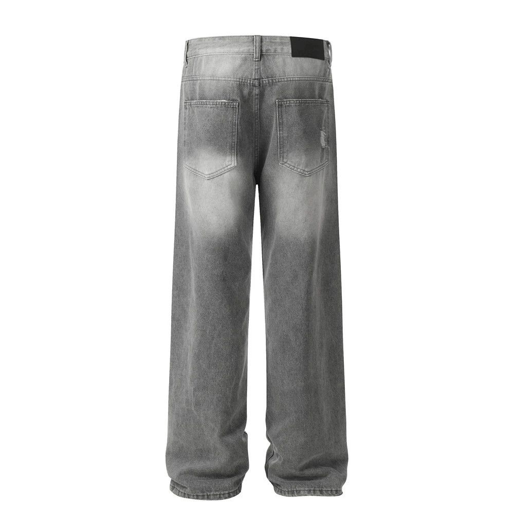 Jean Men's punk distressed loose washed gradient ripped jeans Size US 32 / EU 48 - 2 Thumbnail