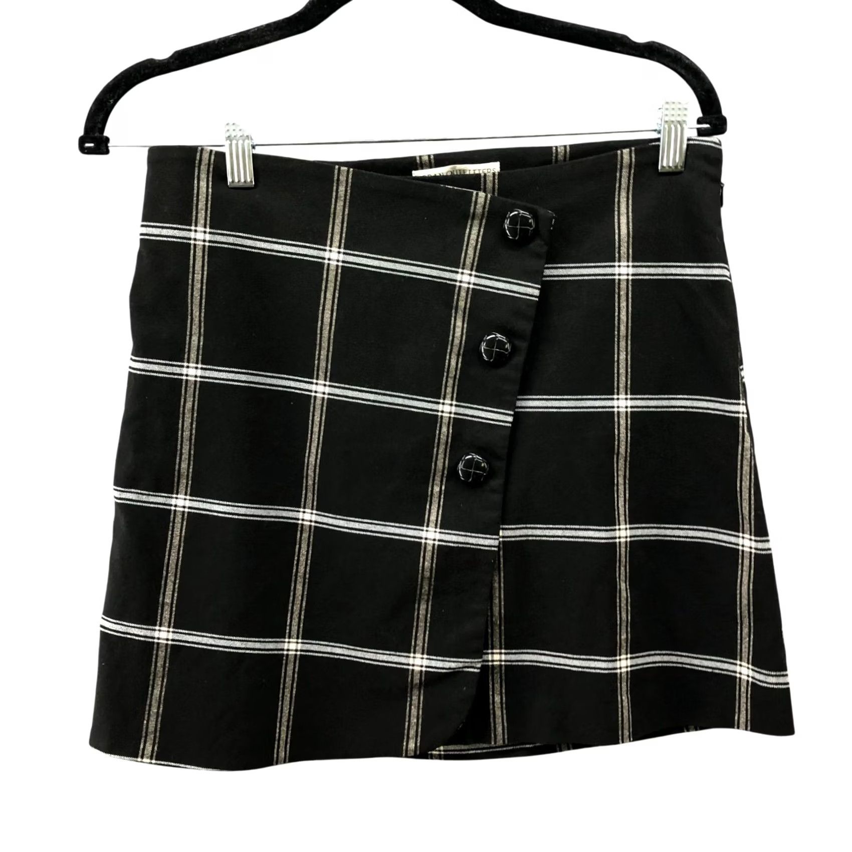 Urban Outfitters Urban Outfitters Plaid Mini Skirt Womens M Black White Grid Button Front Wrap Skirt Vintage No Short Preppy Mens Womens Girls Boys Size 32" / US 10 / IT 46 - 2 Thumbnail