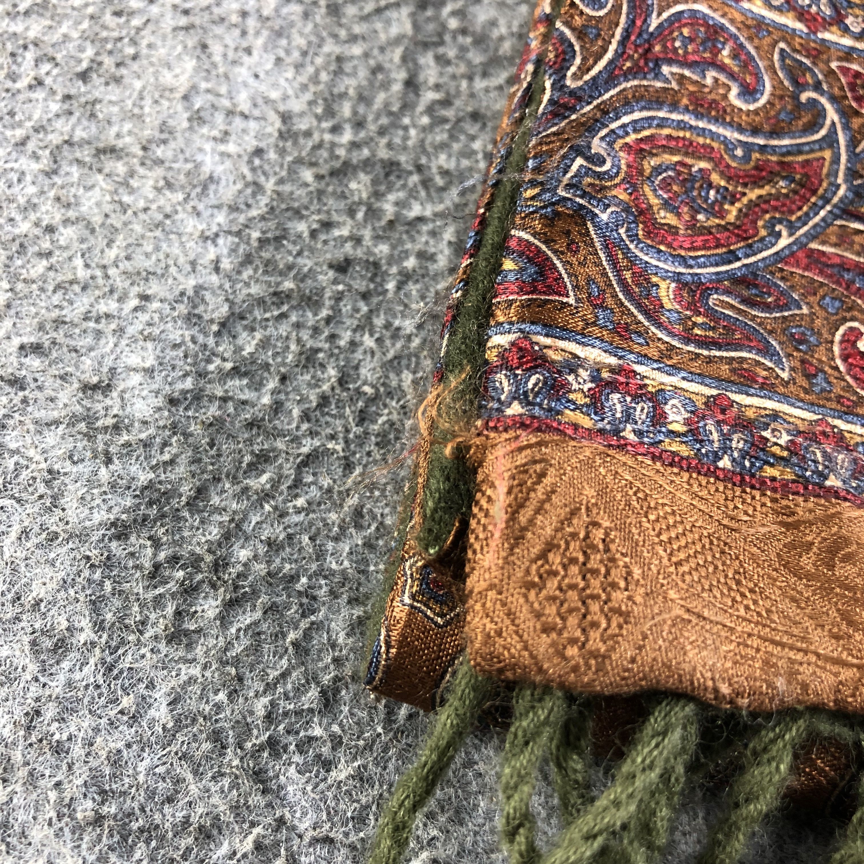 Vintage Luxury Paisley Silk Wool Scarf Muffler V1270 Size ONE SIZE - 7 Thumbnail