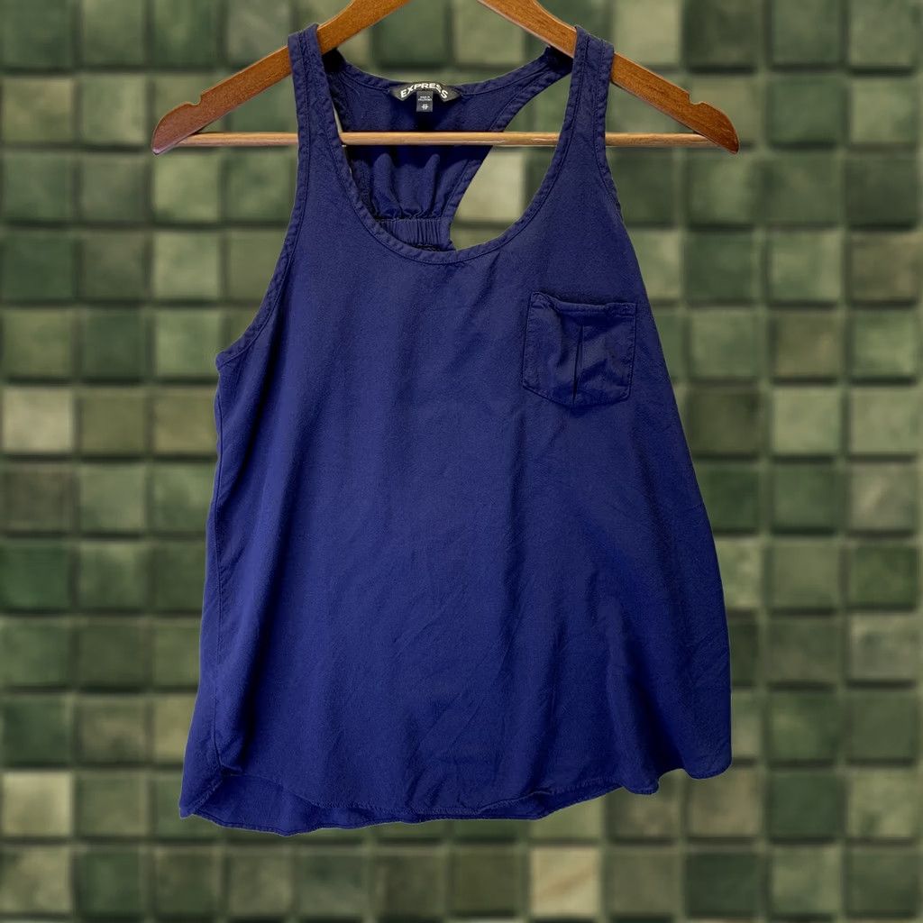 Express Express Women’s Navy Tank Pocket Blouse Top XS Blue Tank Blouse Womens XS Navy Pocket Top Size XS / US 0-2 / IT 36-38 - 1 Thumbnail
