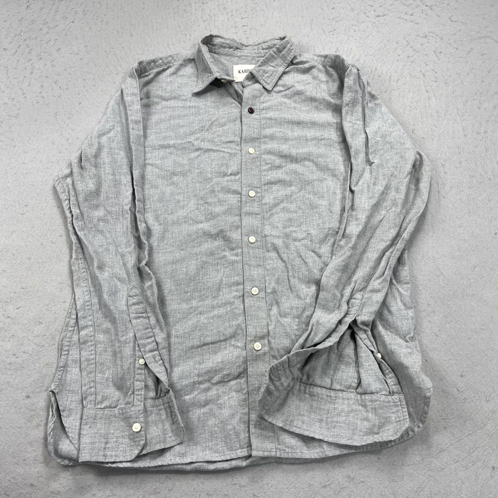Kardo KARDO Shirt Mens Medium Gray Cotton Blend Long Sleeve Button Up Woven Casual Size US M / EU 48-50 / 2 - 2 Thumbnail