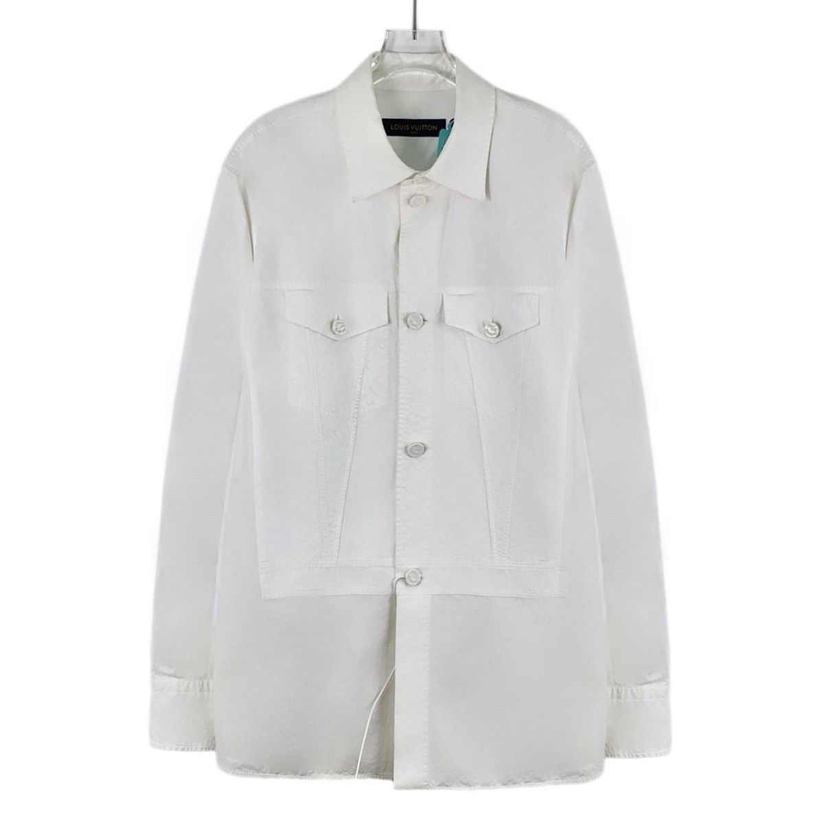 Louis Vuitton Louis Vuitton White Cotton Long Sleeve Shirt K26WX Size L / US 10 / IT 46 - 1 Thumbnail