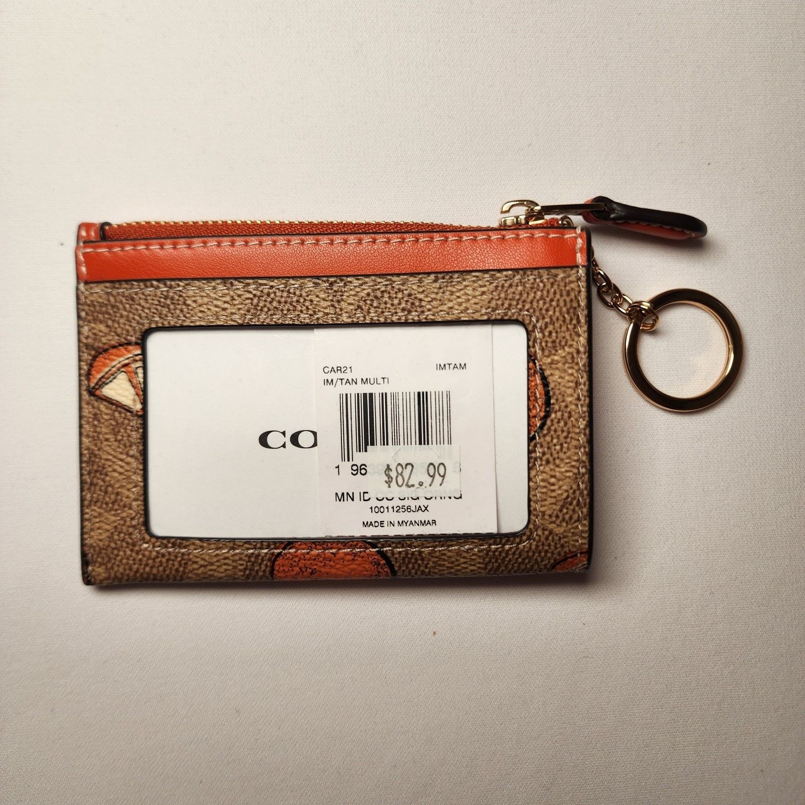 Coach NWT Coach CAR21 Mini Skinny Id Case Signature Orange Print Size ONE SIZE - 4 Thumbnail