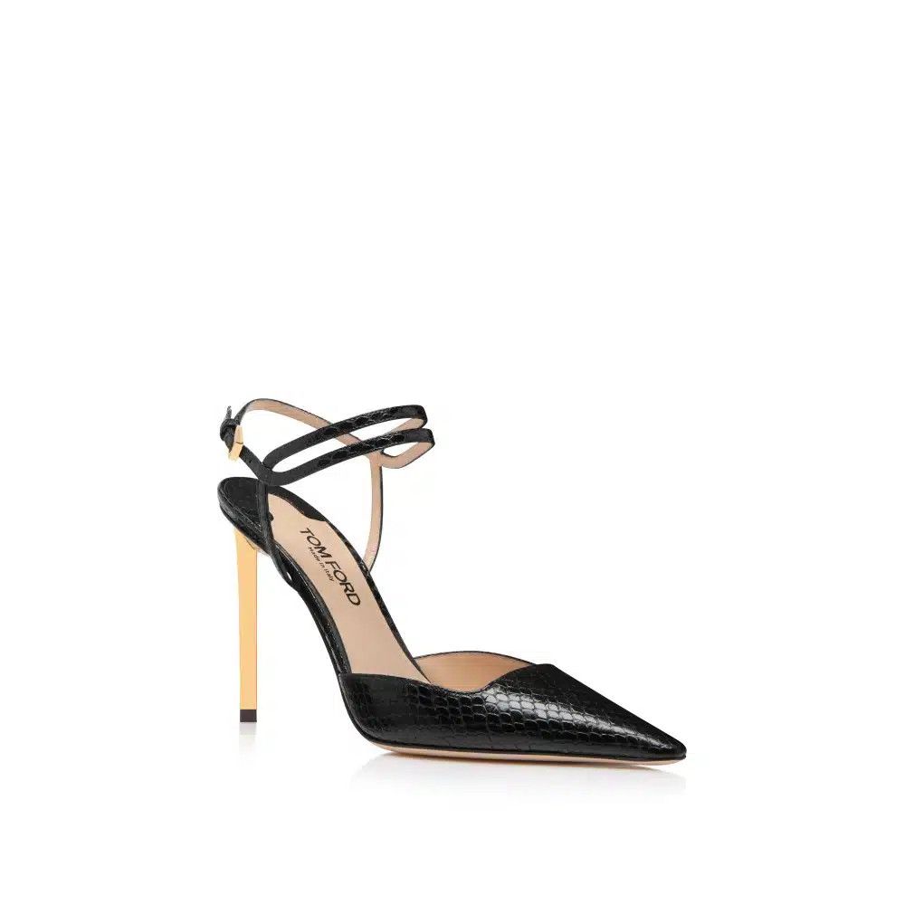 Tom Ford o1loc1c0925 W3511 Snake Effect Hi Heel Sandals in Black Size US 9 / IT 39 - 2 Thumbnail