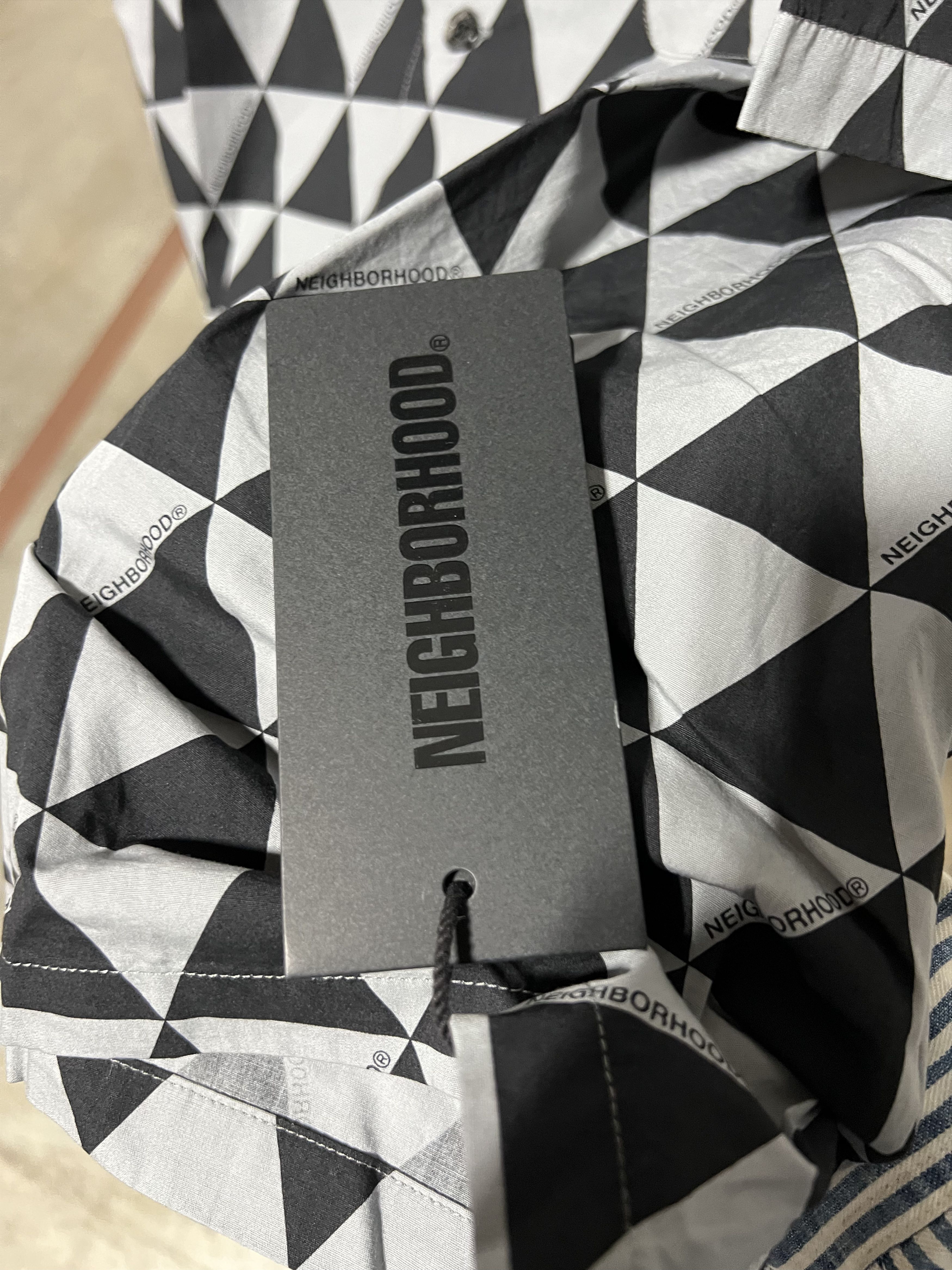 Neighborhood Neighborhood Triangle Pattern Hawaiian Shirt 'Grey' Size US XL / EU 56 / 4 - 3 Thumbnail