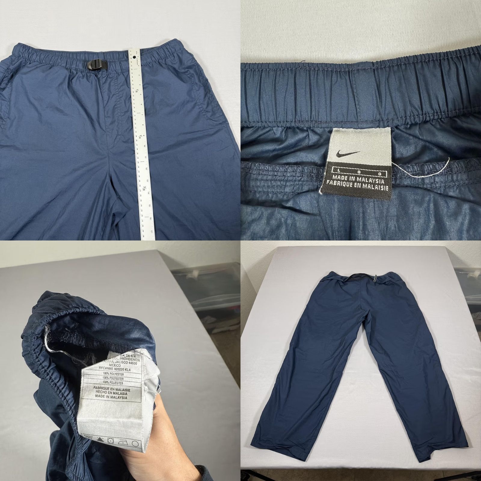 Nike VINTAGE Nike Pants Men Large Blue Track Windbreaker Baggy Loose Gym Work Out Y2K Size US 33 - 9 Thumbnail