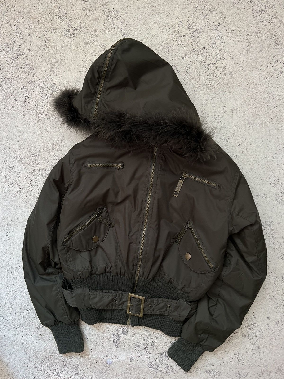 Le Grande Bleu (L.G.B.) Y2K RARE FAUX FUR CROPPED BOMBER JACKET JAPANESE GOA STYLE Size M / US 6-8 / IT 42-44 - 5 Thumbnail
