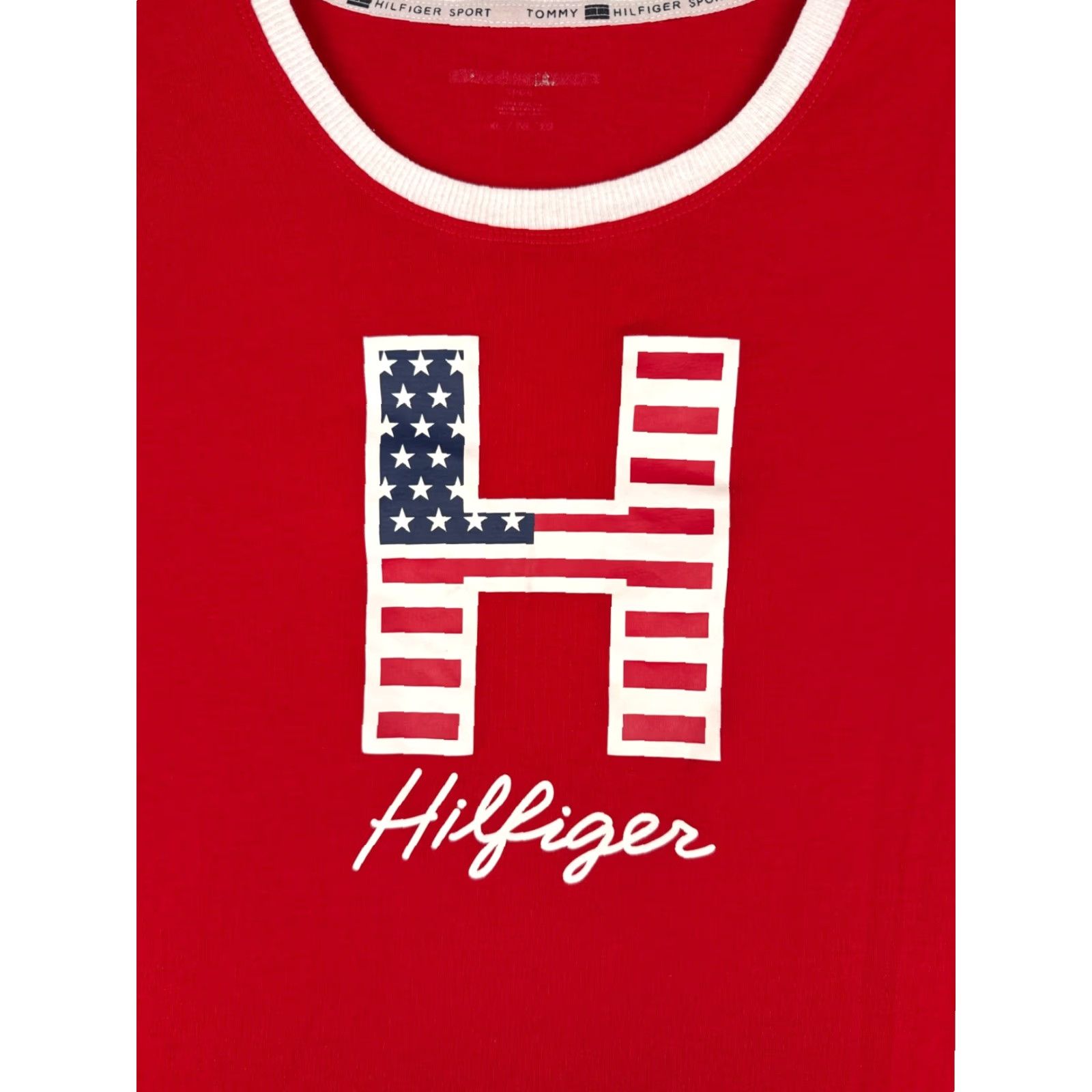 Tommy Hilfiger VINTAGE Tommy Hilfiger Shirt Women M Red USA Flag Crew Neck Cotton Blend Logo T-Shirt Mens Womens Not applicable Size M / US 6-8 / IT 42-44 - 6 Thumbnail