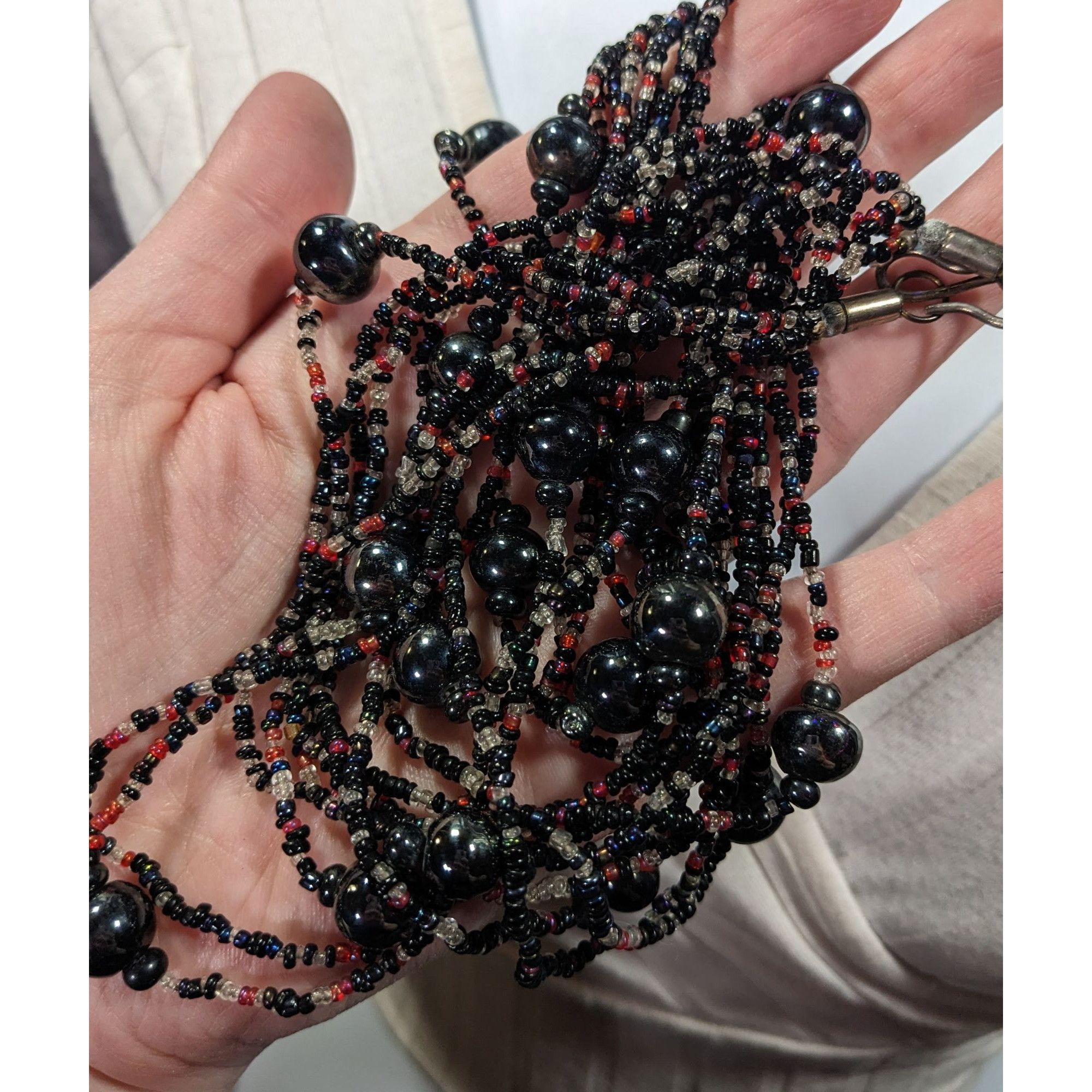 Other Vintage Elegant Black Red And Clear Glass Beaded Multilayer Size ONE SIZE - 7 Thumbnail