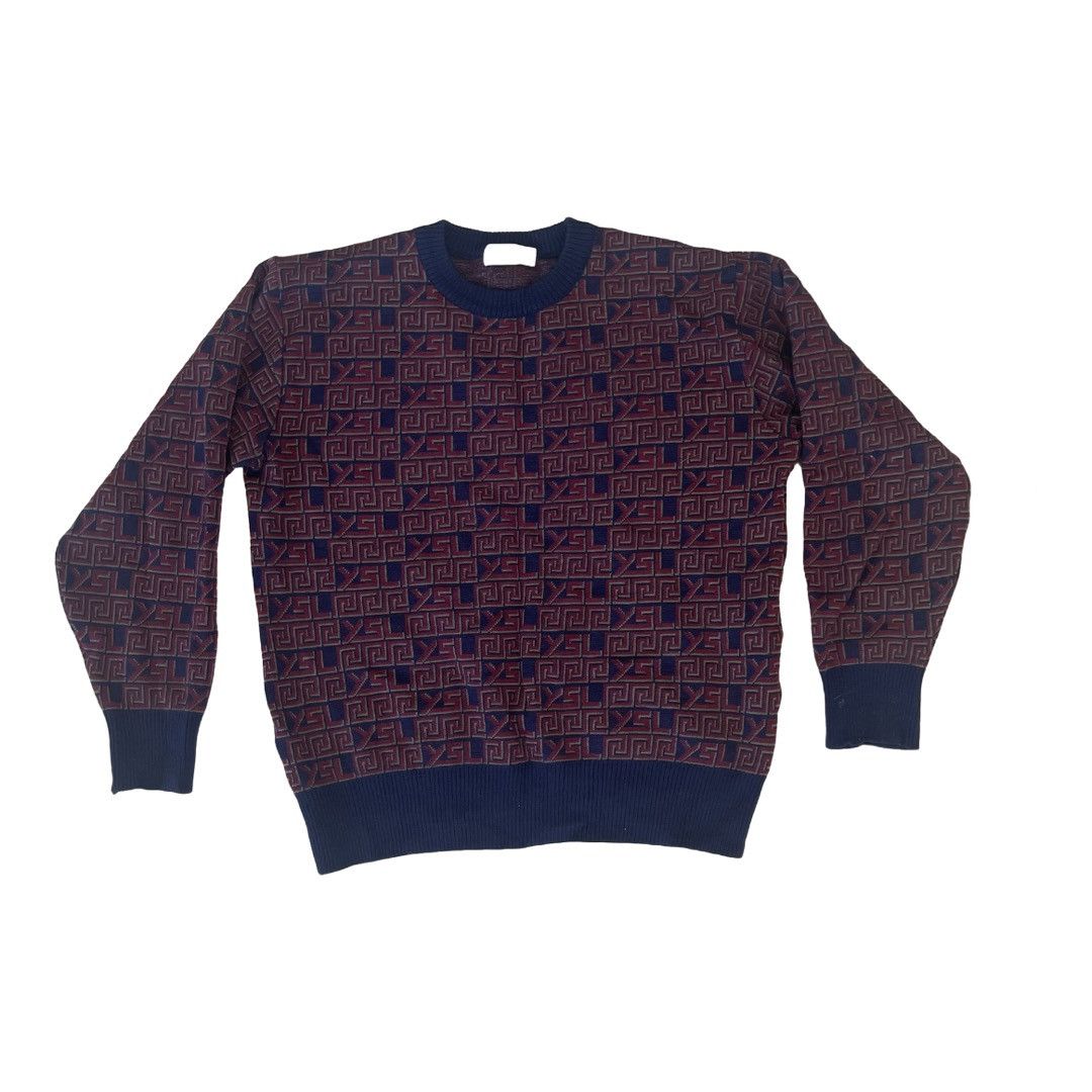 image of YVES Saint Laurent Vintage Monogram Logo YSL Sweater in Blue Purple, Women's (Size Small)
