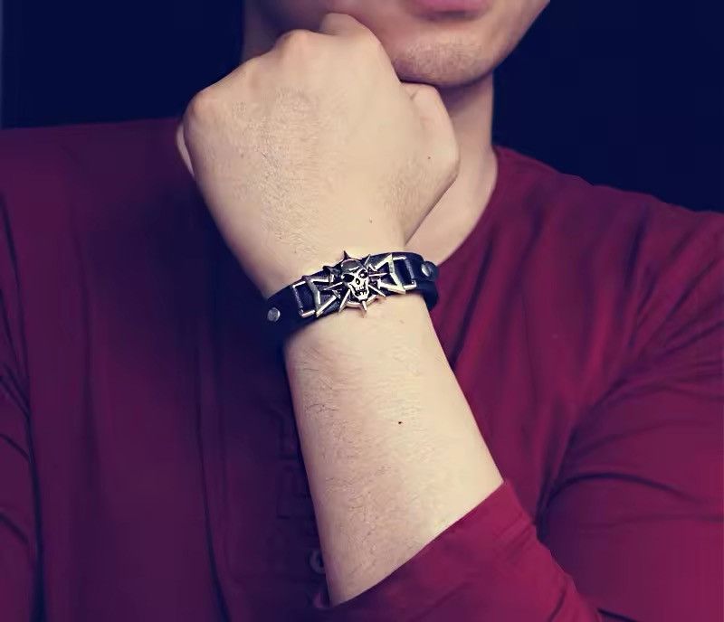 Other Skeleton Skull Punk Gothic Leather Buckle Bracelets Size ONE SIZE - 2 Thumbnail