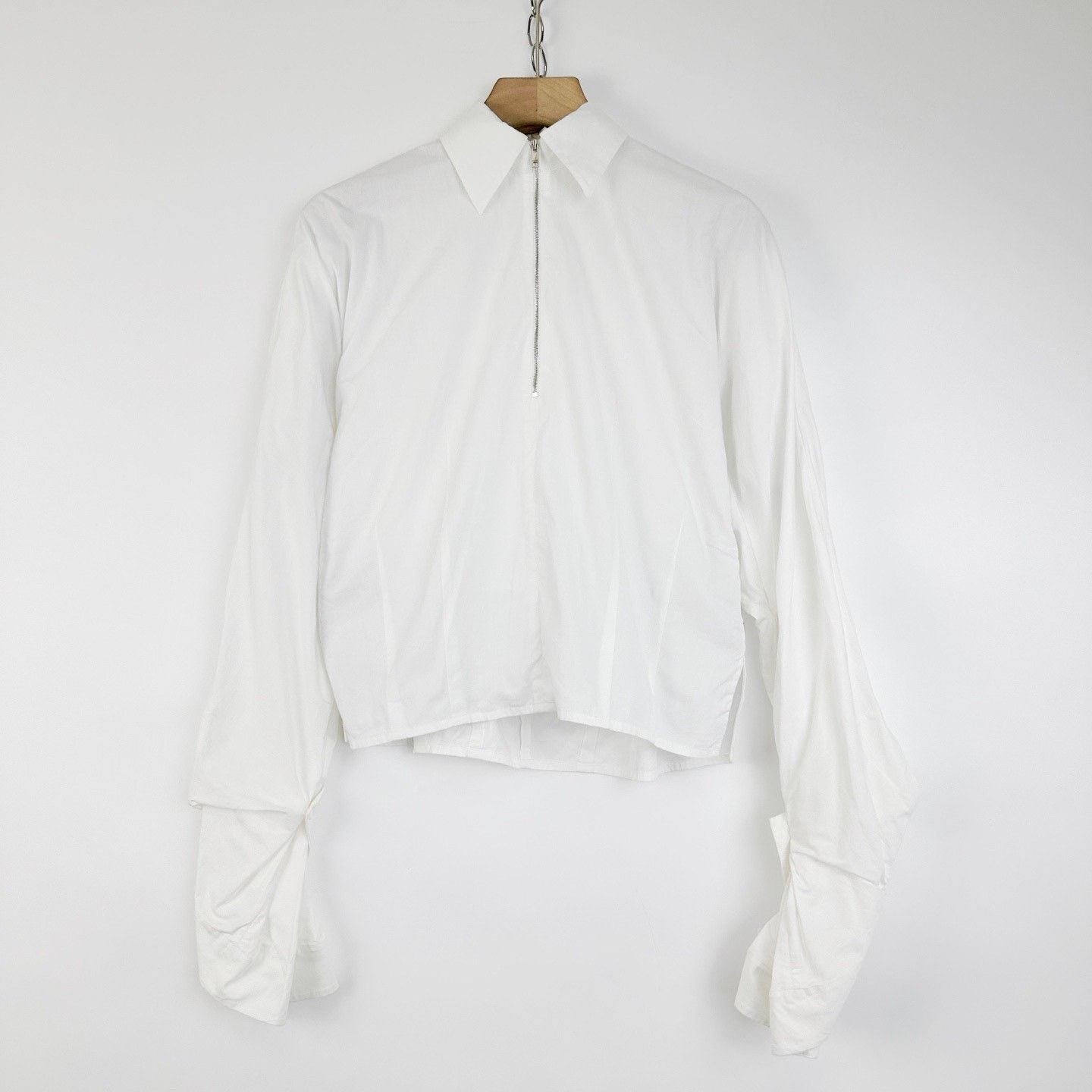 Celine Celine White Stand Collar Zip Shirt Size XS / US 0-2 / IT 36-38 - 1 Thumbnail