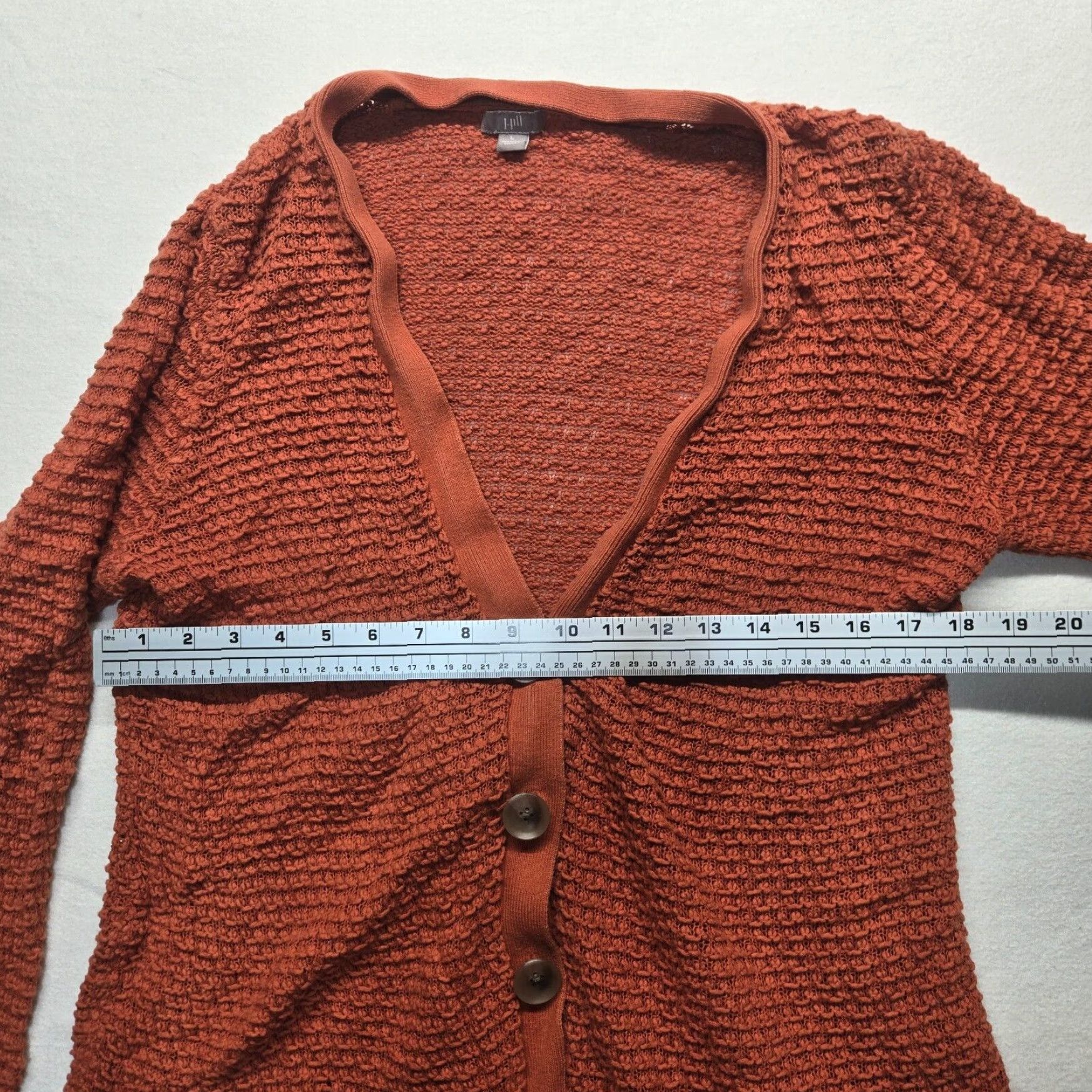 J. Jill J Jill Women's Orange Linen Cardigan Sweater Large Long Sleeve V-Neck Button Up Breathable Fall Spring Winter Size L / US 10 / IT 46 - 6 Thumbnail