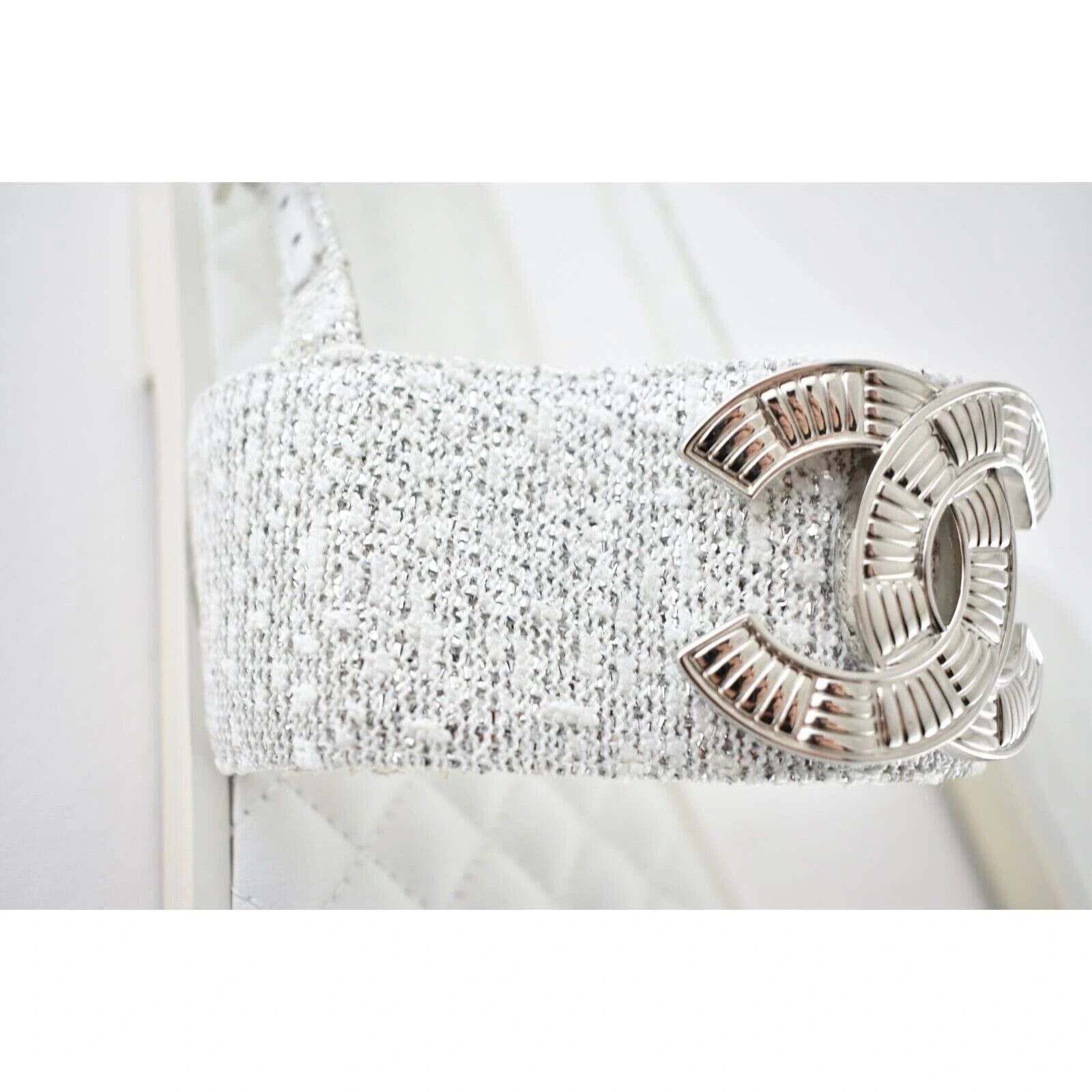 Chanel Chanel 19C White Silver Fantasy Fabric CC Logo Ankle Size US 10.5 / IT 40.5 - 8 Thumbnail