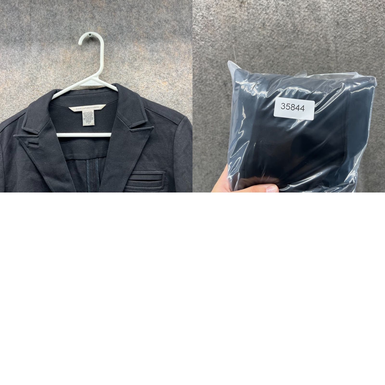 Diane von Furstenberg Diane von Furstenberg Blazer Womens 10 Black Cotton Blend 2-Button Pockets Jacket Regular Notch Long Sleeve Solid Dressy Size L / US 10 / IT 46 - 8 Thumbnail