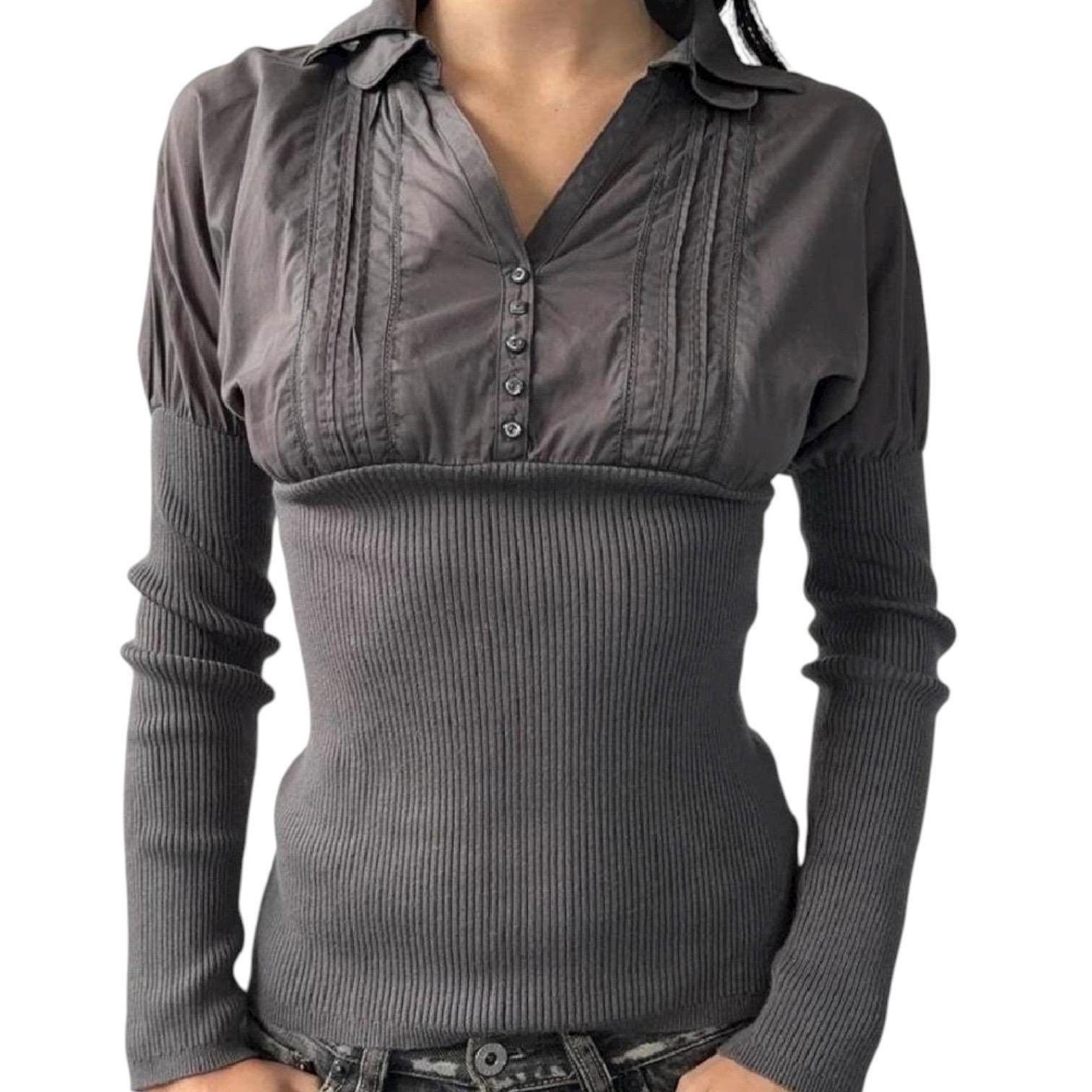 Cop Copine The Cop Copine Grey Long Cuffs Top Size ONE SIZE - 1 Thumbnail