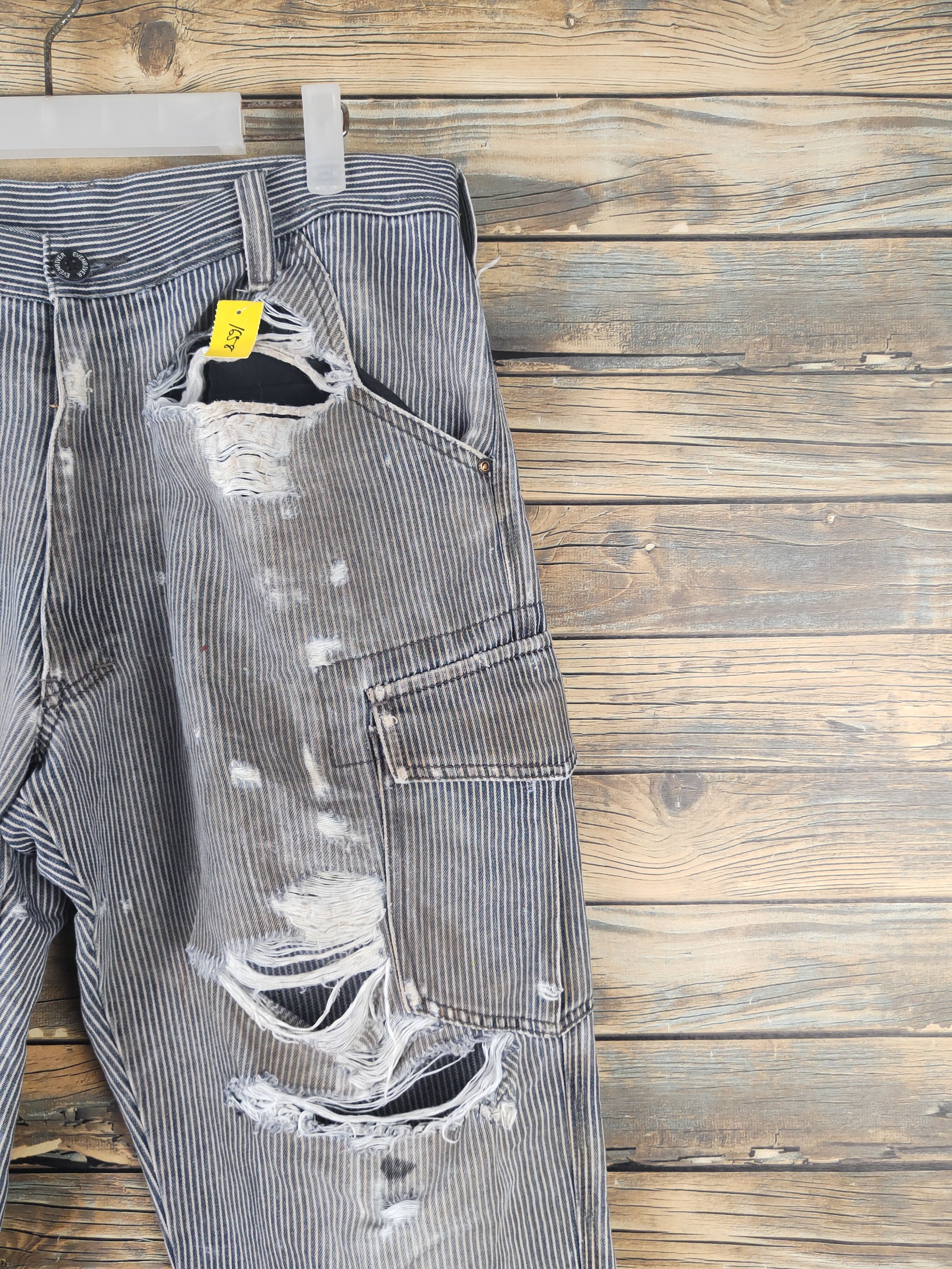 Vintage DL Evenriver Blue White Distressed Ripped Jeans #1658 Size US 33 - 5 Thumbnail