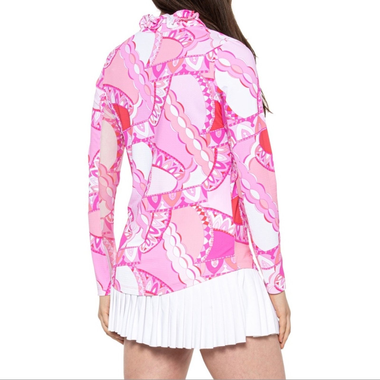 Other G LIFESTYLE GOLF BY GOTTEX Printed Zip Mock Neck Shirt Size L / US 10 / IT 46 - 3 Thumbnail