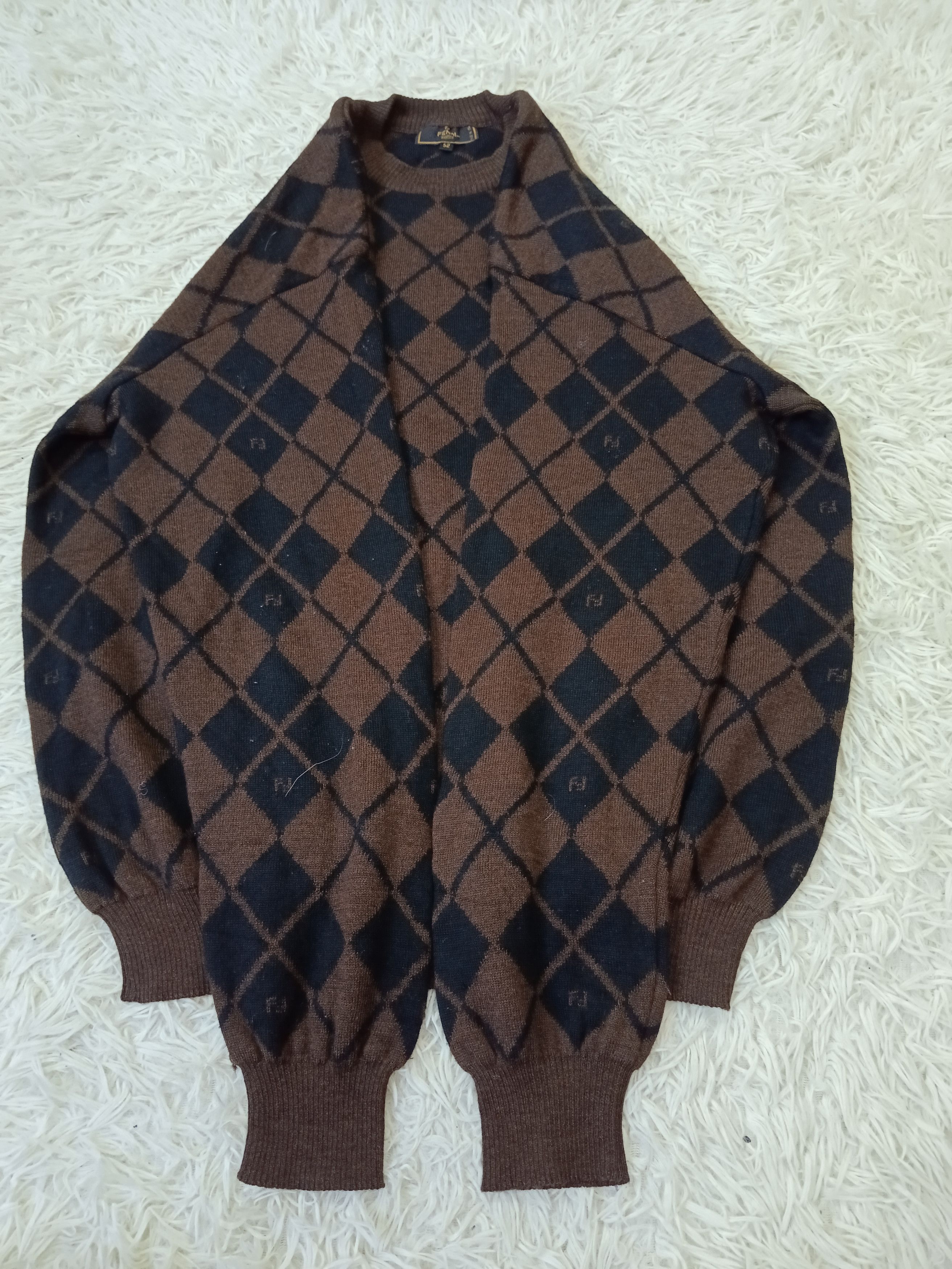 Fendi FENDI ARGYLE KNIT WOOL SWEATSHIRT Size US L / EU 52-54 / 3 - 3 Thumbnail