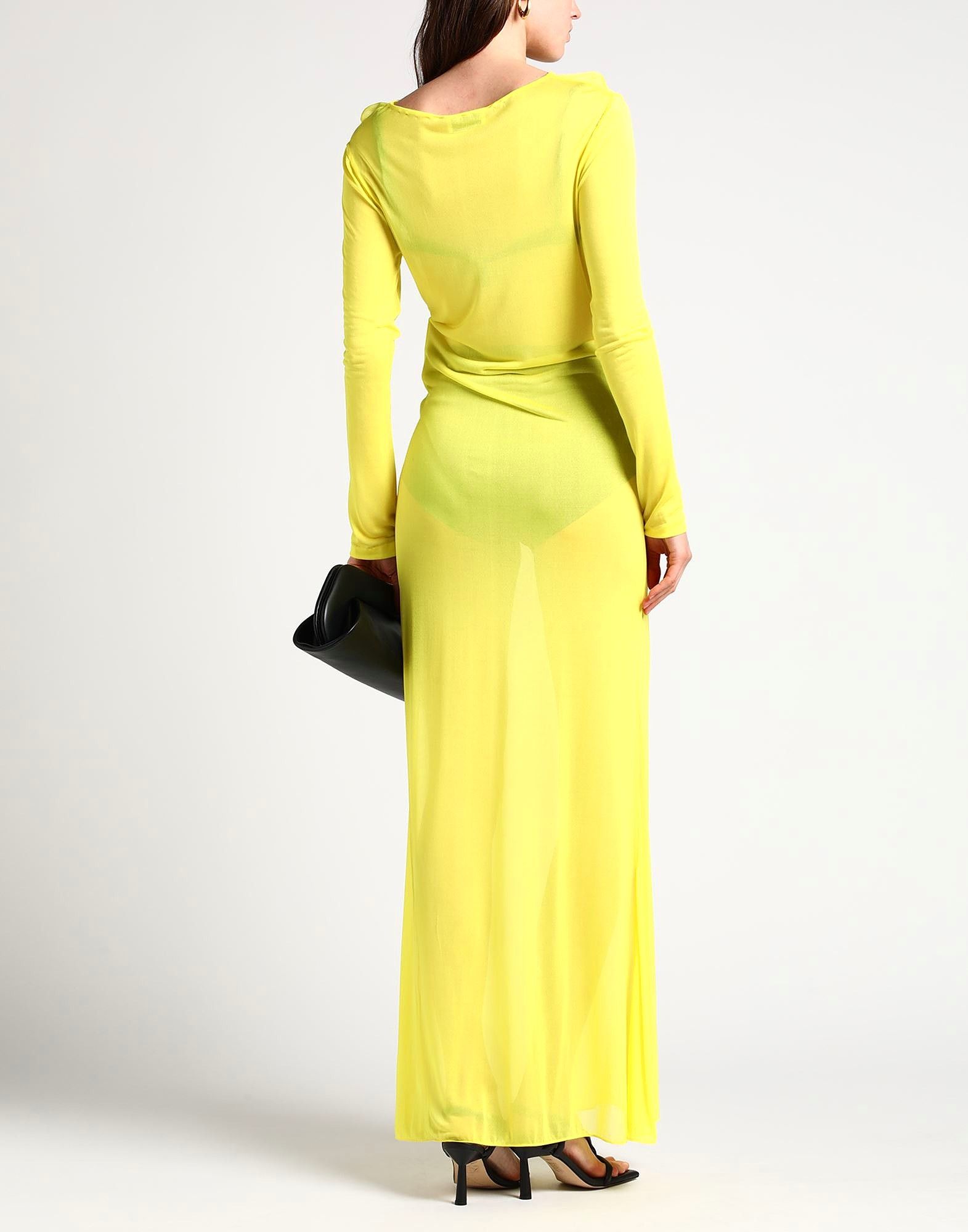 Saint Laurent Paris o1s1wg111024 Voile Maxi Dress in Yellow Size L / US 10 / IT 46 - 3 Thumbnail
