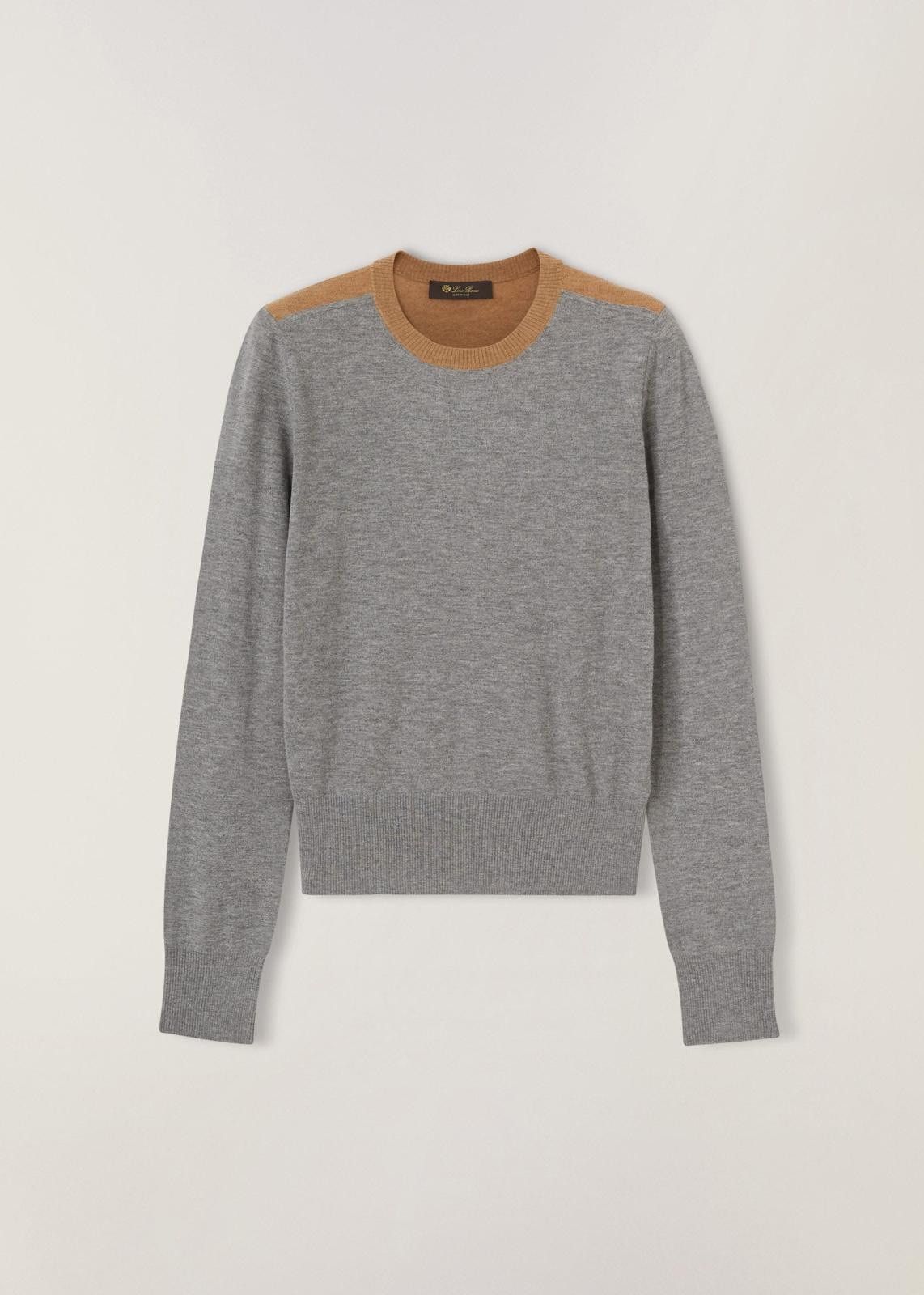 Loro Piana o1srvl11e1224 Grassmoor Crewneck Sweater in Grey & Brown Size M / US 6-8 / IT 42-44 - 1 Thumbnail