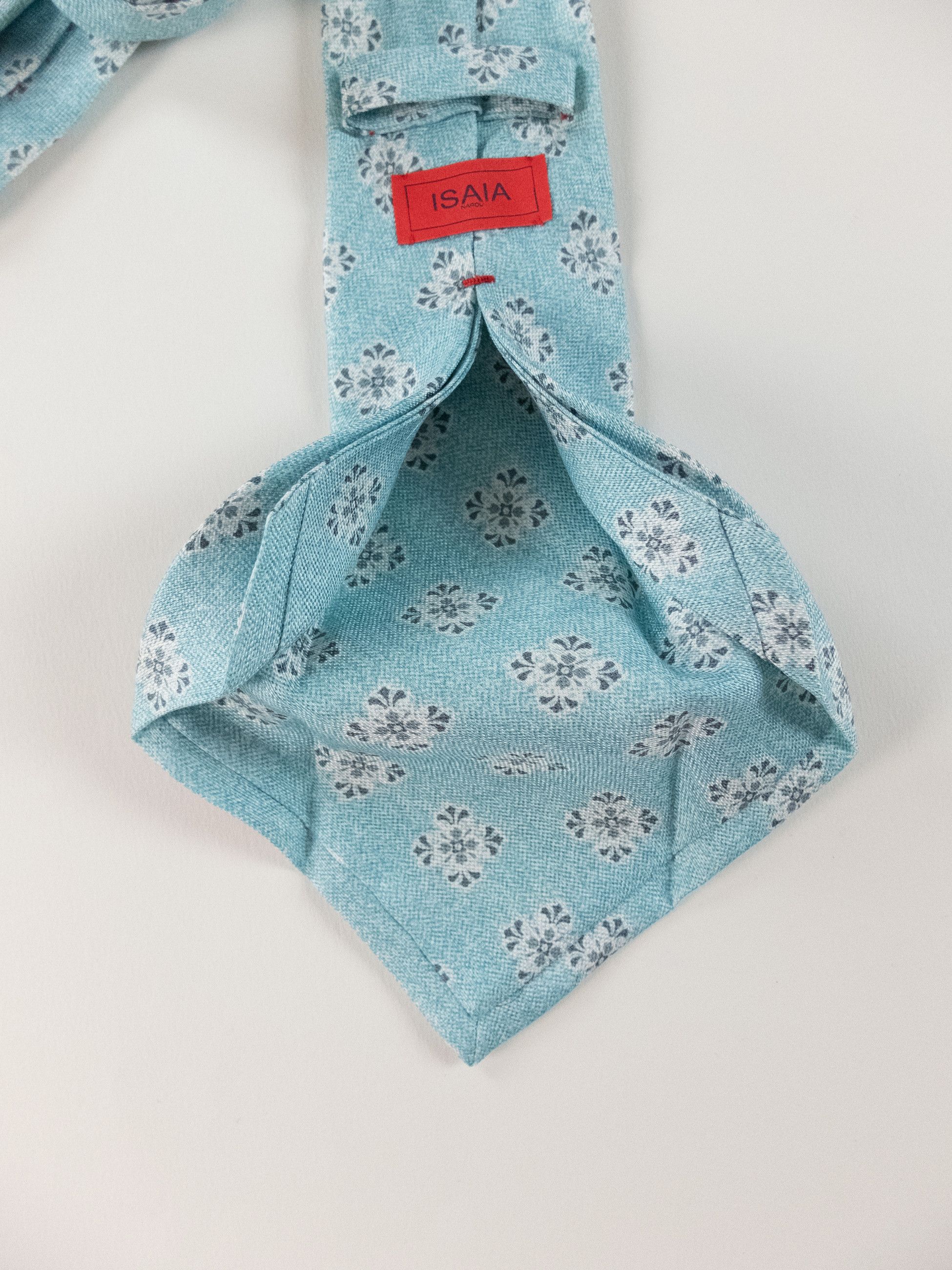 Isaia ISAIA Napoli hand made blue floral linen silk blend tie Size ONE SIZE - 5 Thumbnail